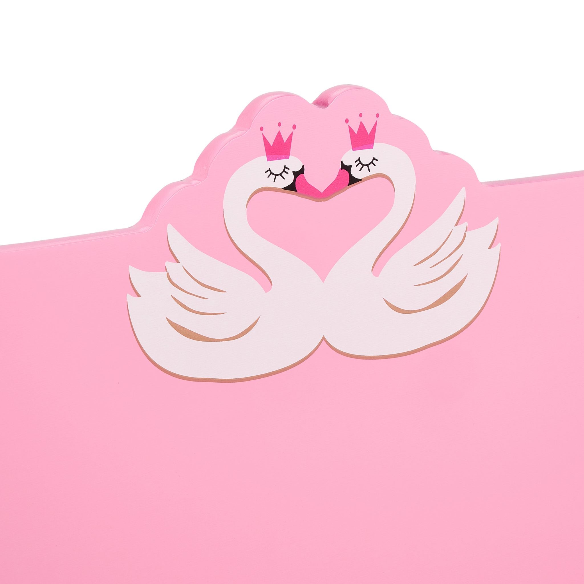 Kinderbett Schwan Weiss-Hellbraun-Rosa von Relaxdays