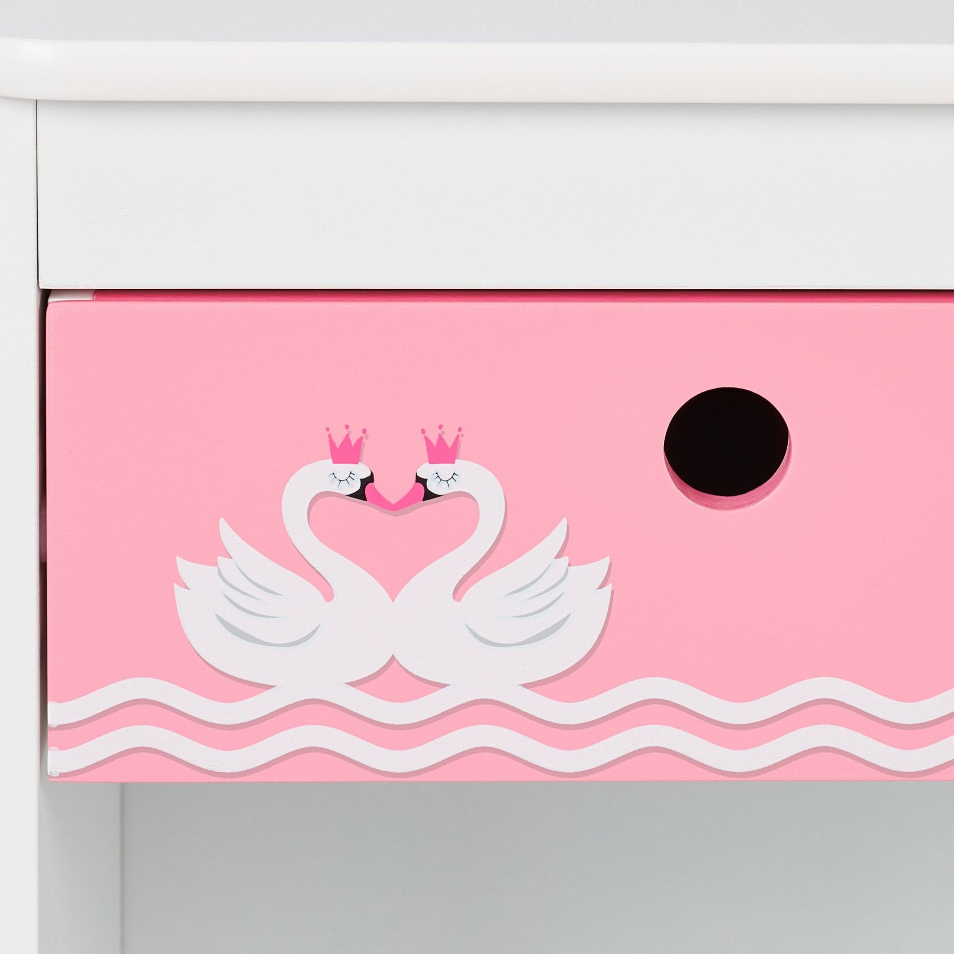 Kinder Nachttisch Schwan Weiss-Rosa von Relaxdays