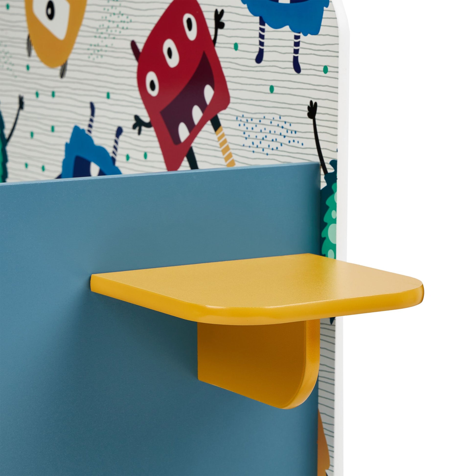 Kinderbett kleine Monster mit Ablage Weiss-Blau-Rot von Relaxdays