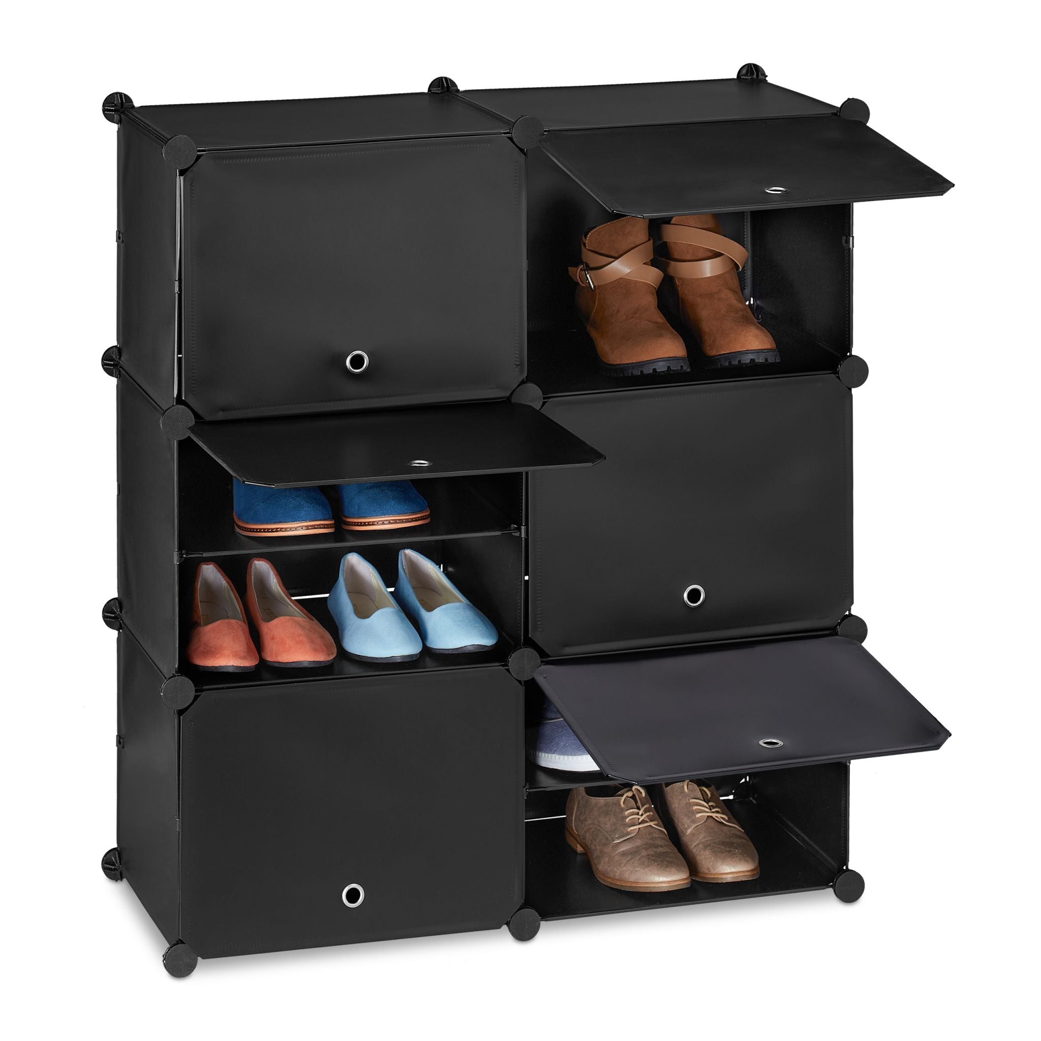 Schuhschrank mit 12 Fächern Schwarz von Relaxdays