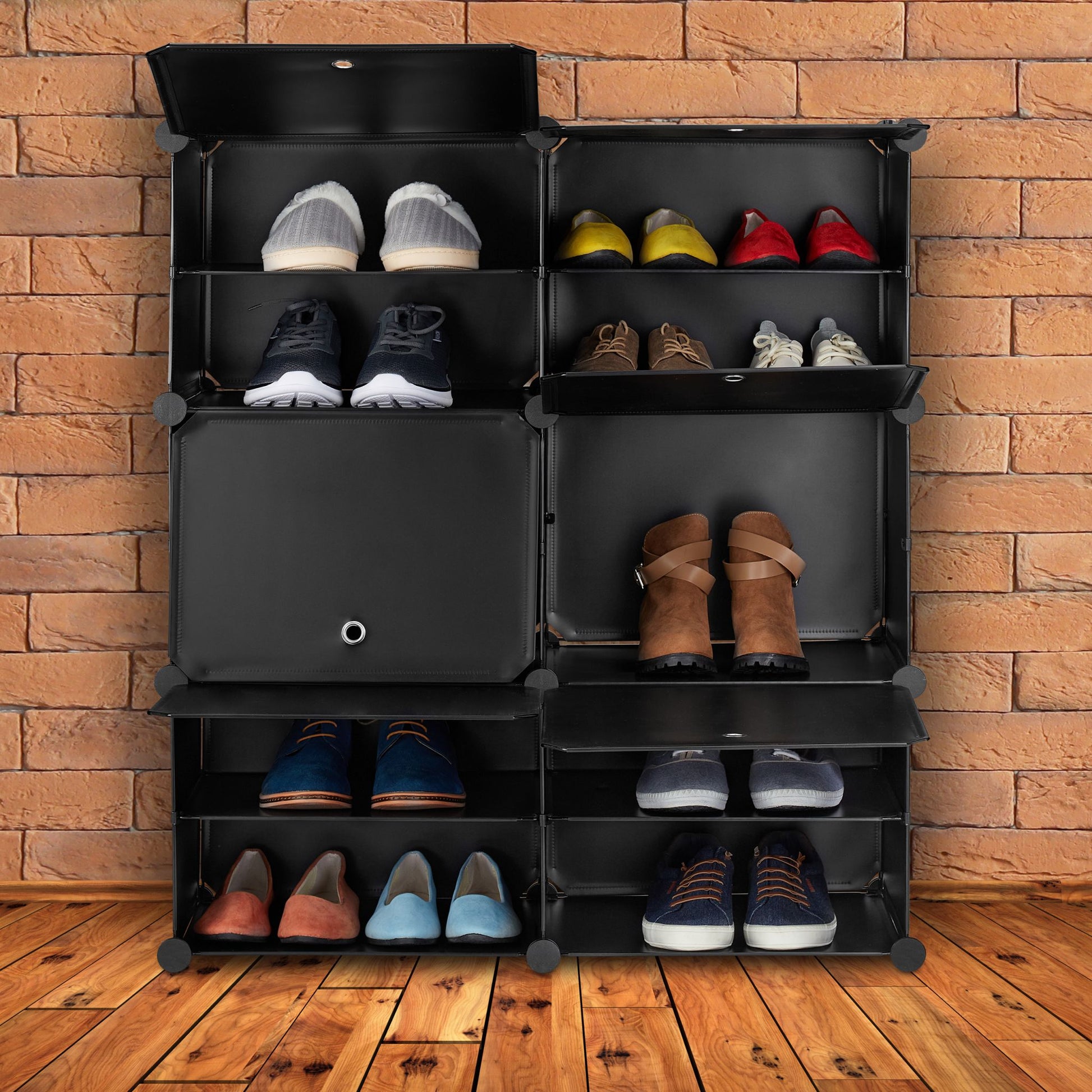 Schuhschrank mit 12 Fächern Schwarz von Relaxdays