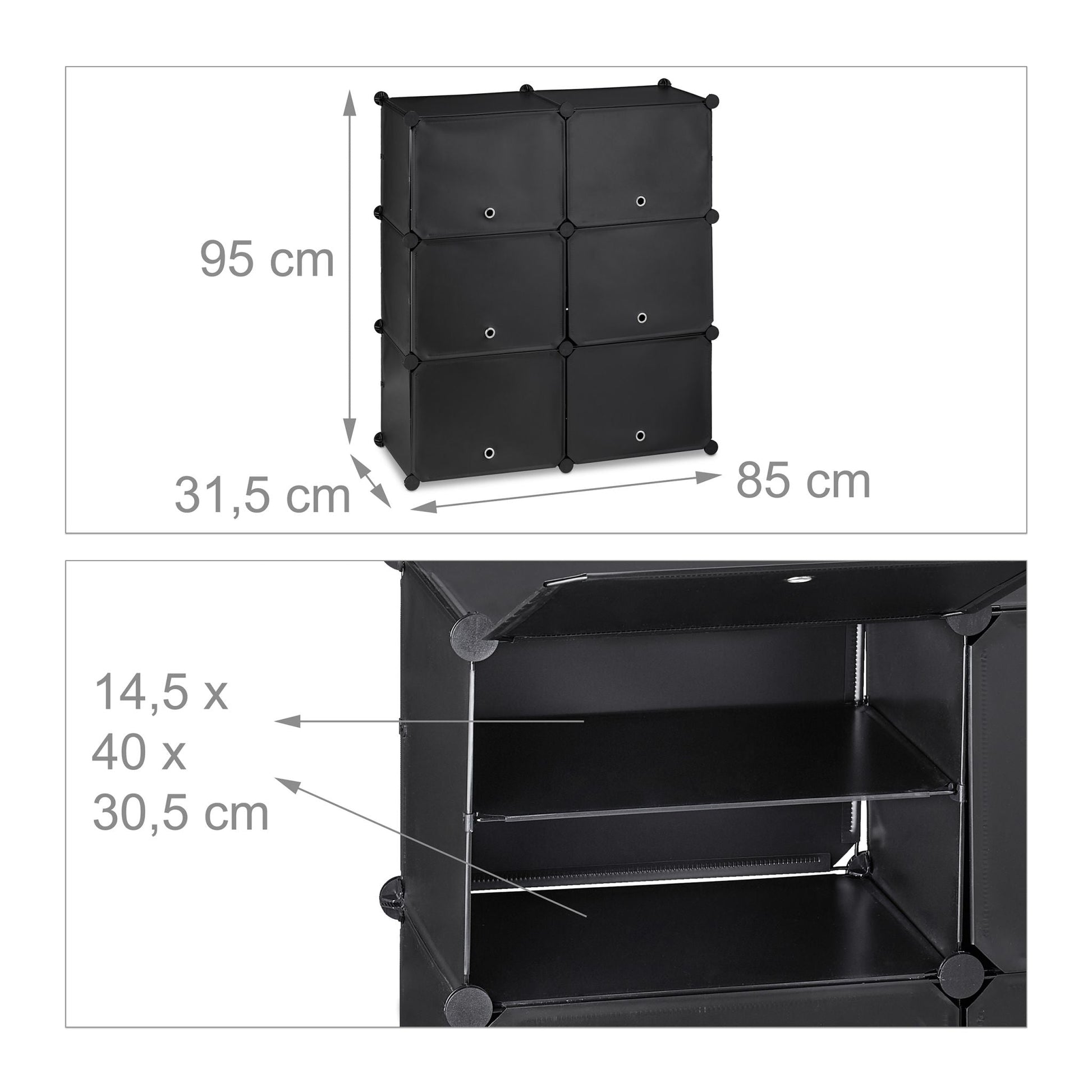 Schuhschrank mit 12 Fächern Schwarz von Relaxdays