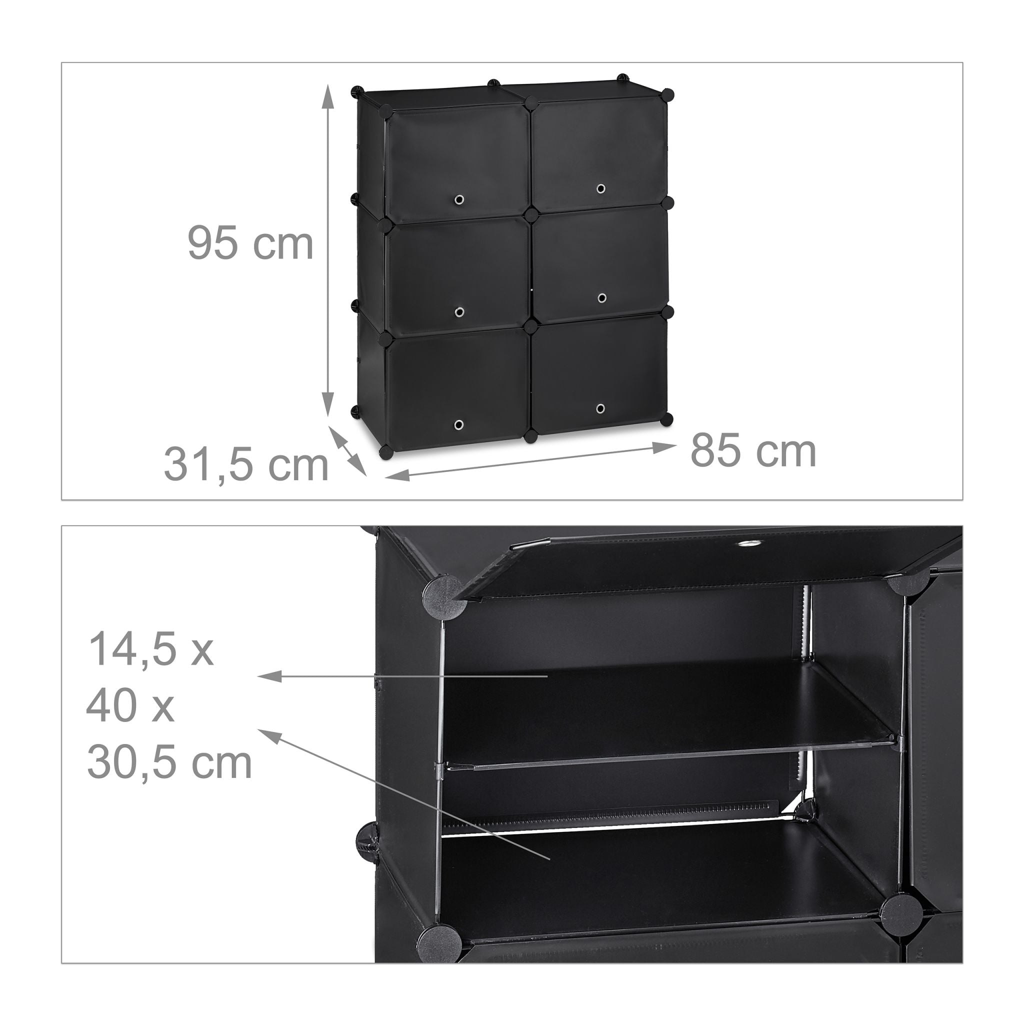 Schuhschrank mit 12 Fächern Schwarz von Relaxdays
