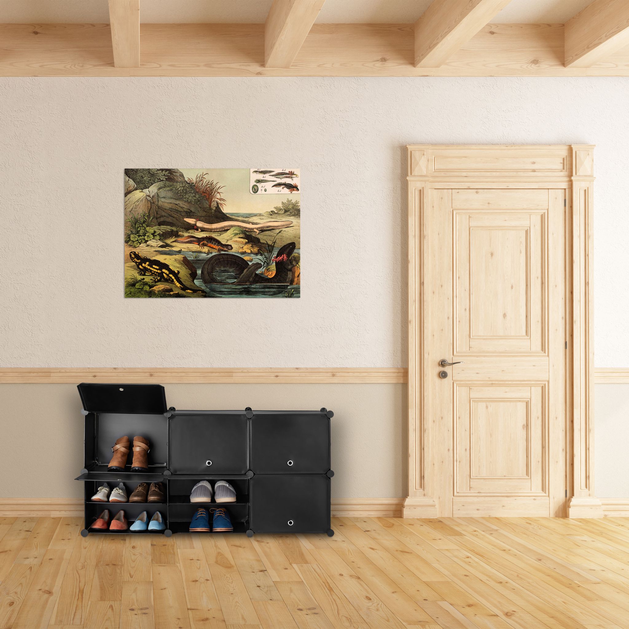 Schuhschrank mit 12 Fächern Schwarz von Relaxdays