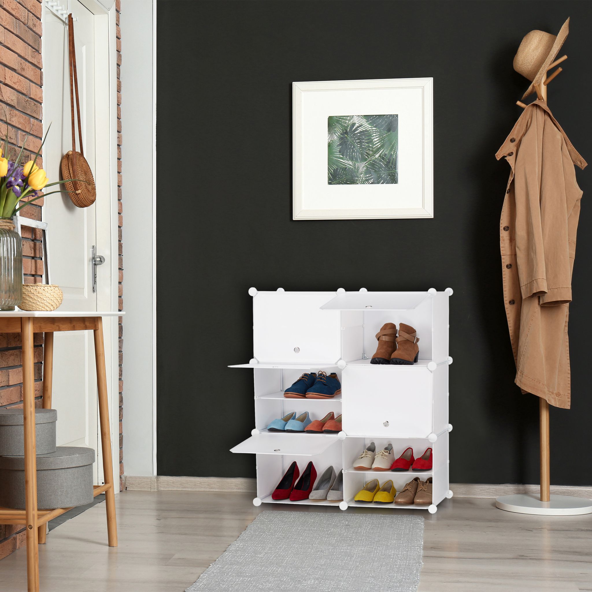 Schuhschrank mit 12 Fächern Weiss von Relaxdays