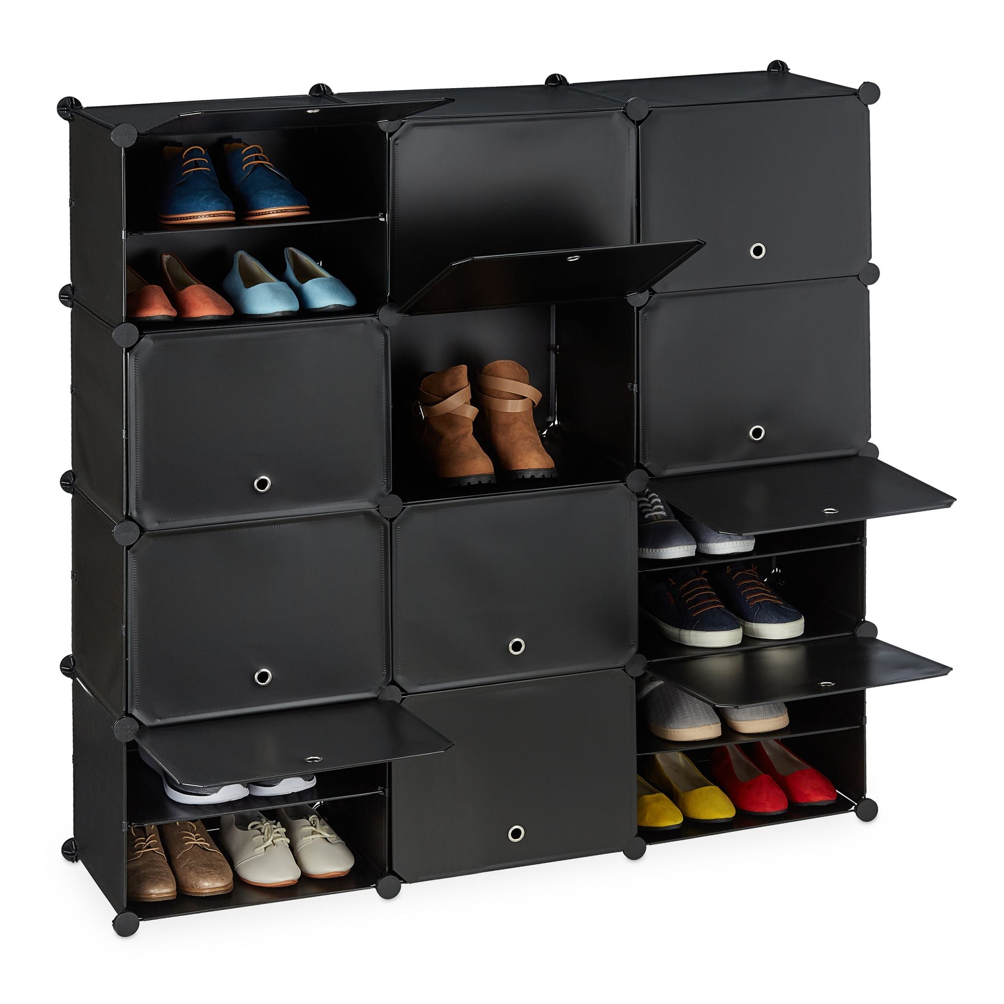 Schuhschrank mit 24 Fächern Schwarz von Relaxdays