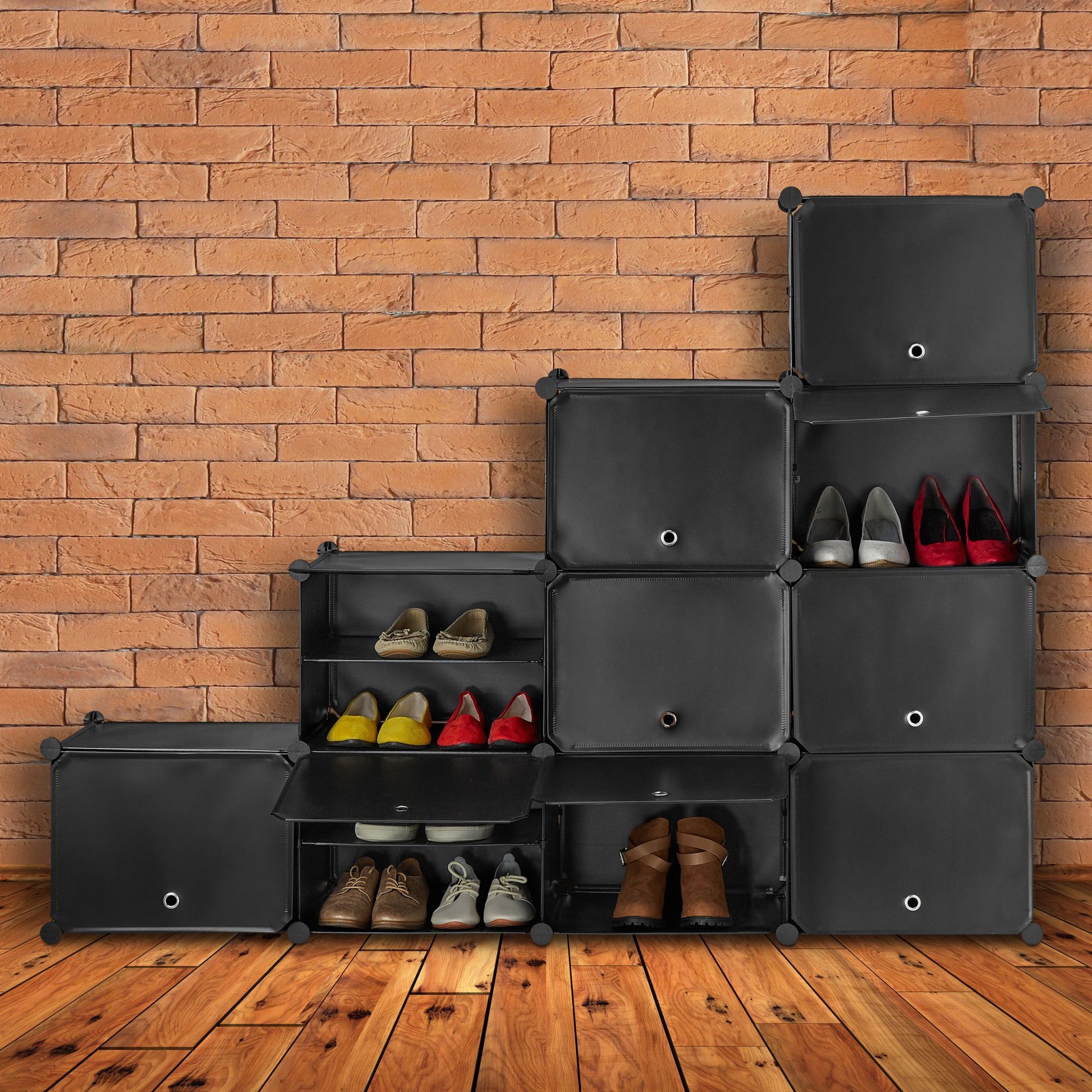 Schuhschrank mit 24 Fächern Schwarz von Relaxdays