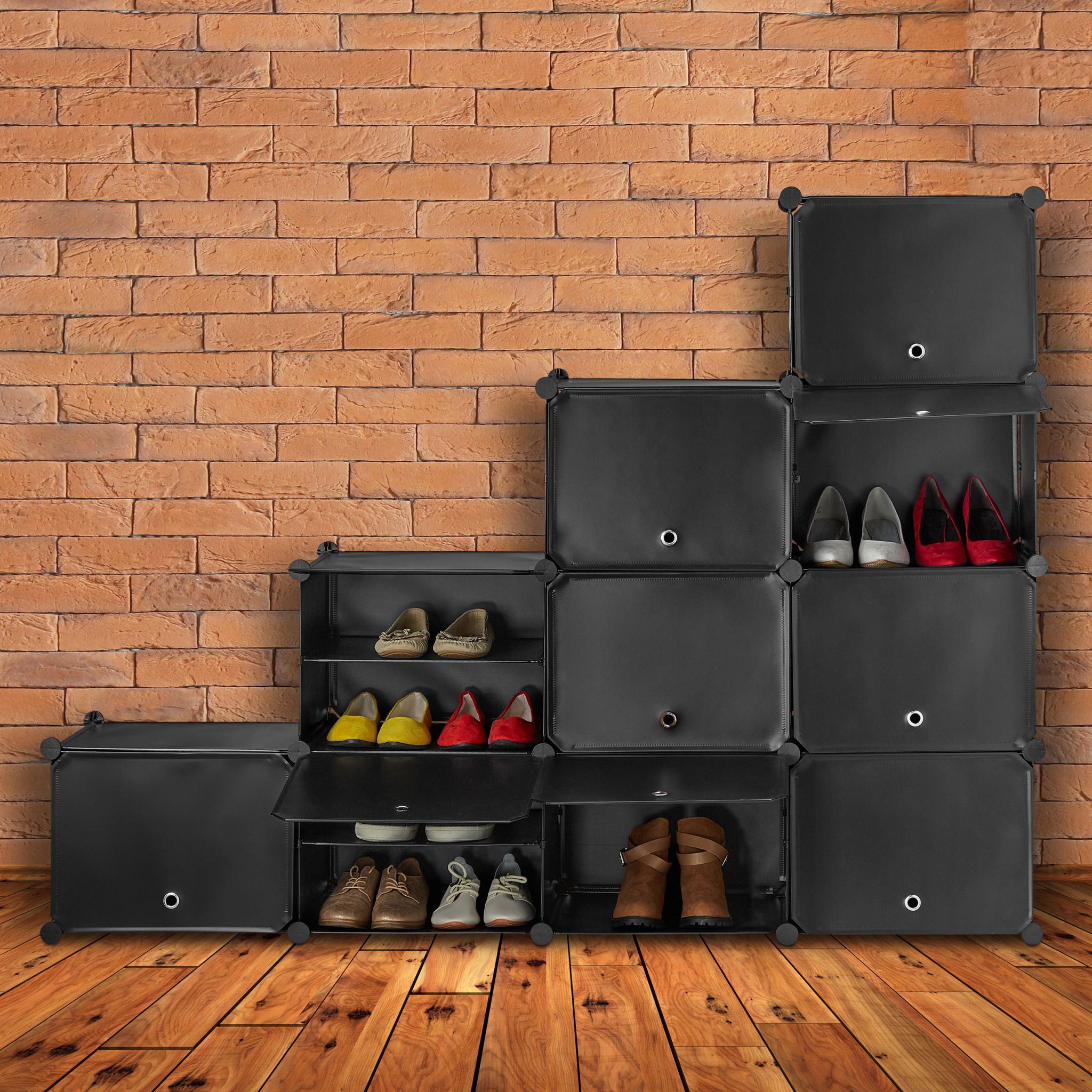 Schuhschrank mit 24 Fächern Schwarz von Relaxdays
