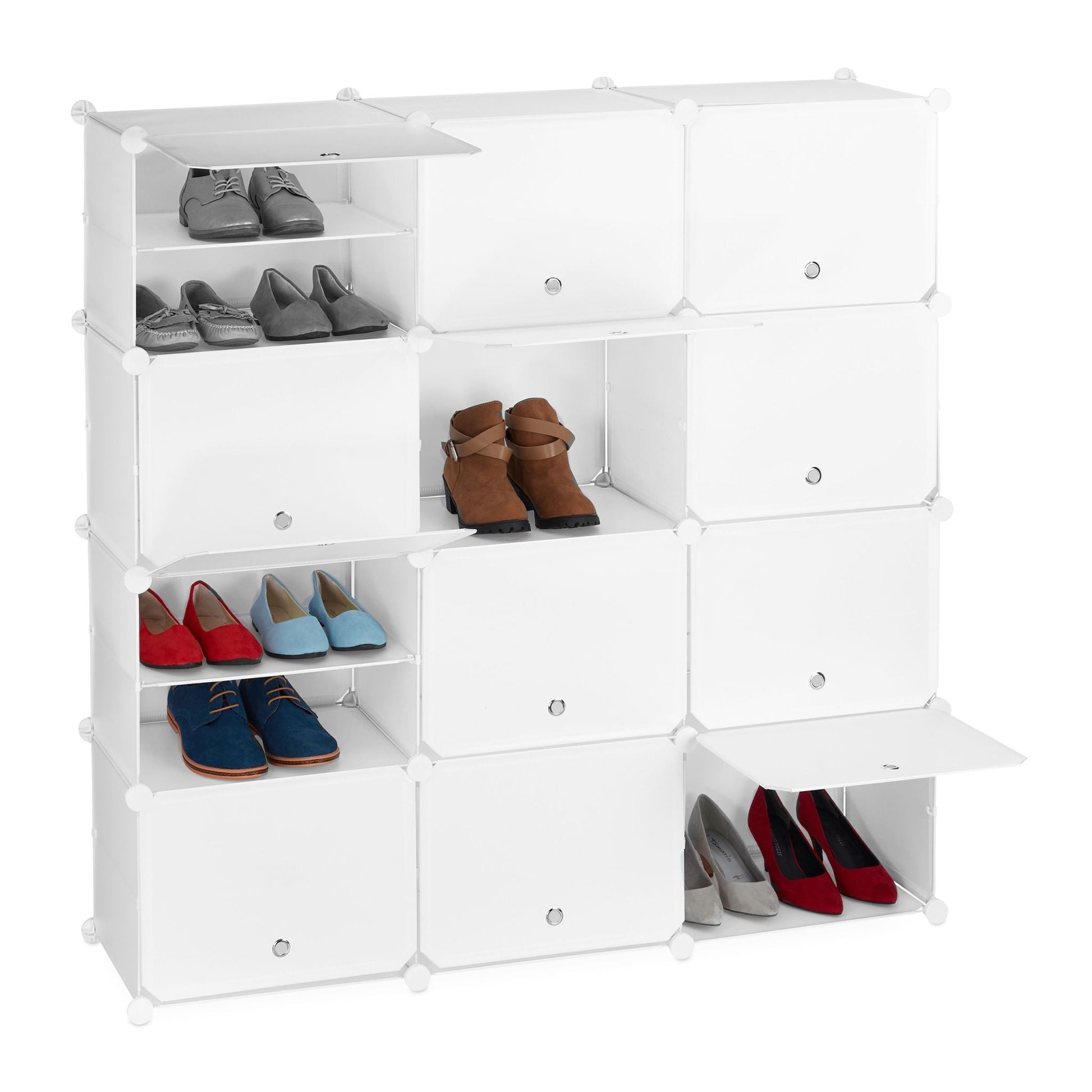 Schuhschrank Stecksystem 24 Fächer Weiss von Relaxdays
