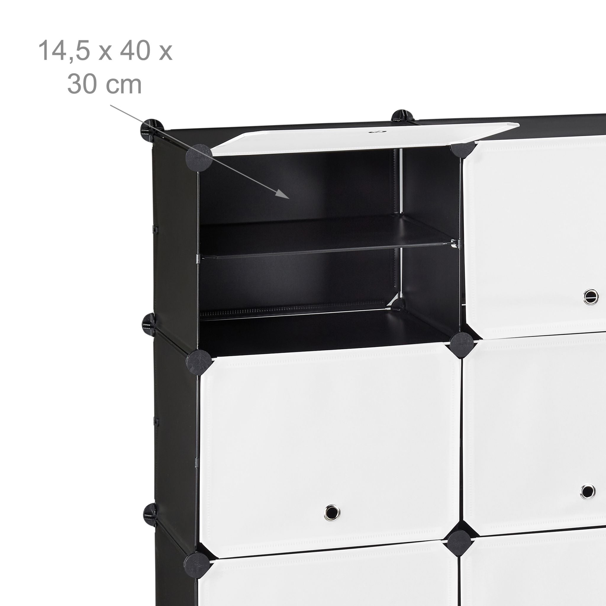 Schuhschrank Stecksystem 24 Fächer Weiss-Schwarz von Relaxdays