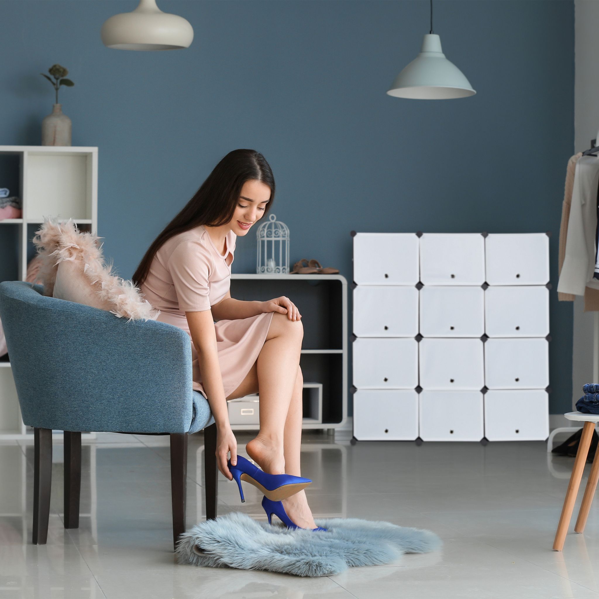 Schuhschrank Stecksystem 24 Fächer Weiss-Schwarz von Relaxdays