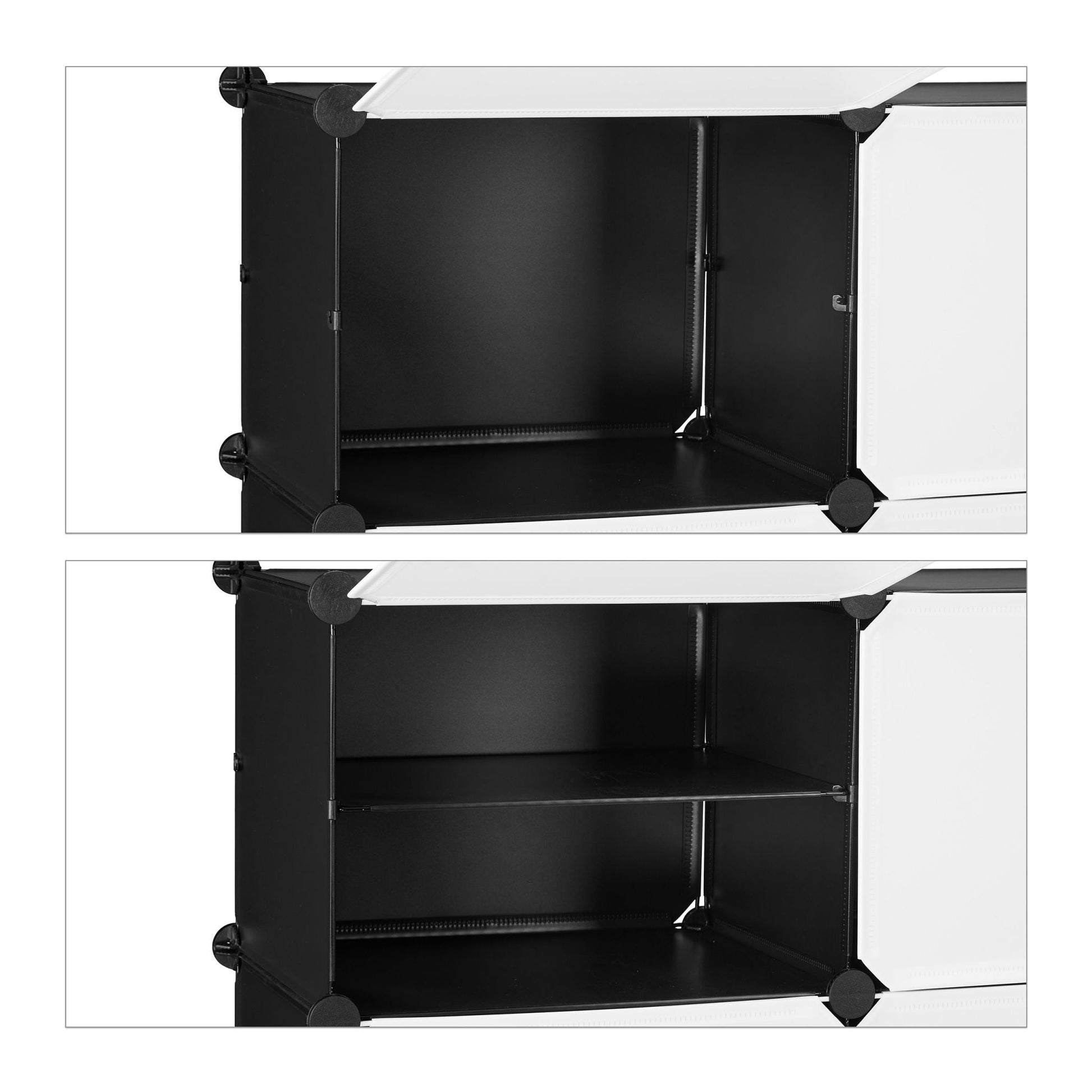Schuhschrank Stecksystem 24 Fächer Weiss-Schwarz von Relaxdays