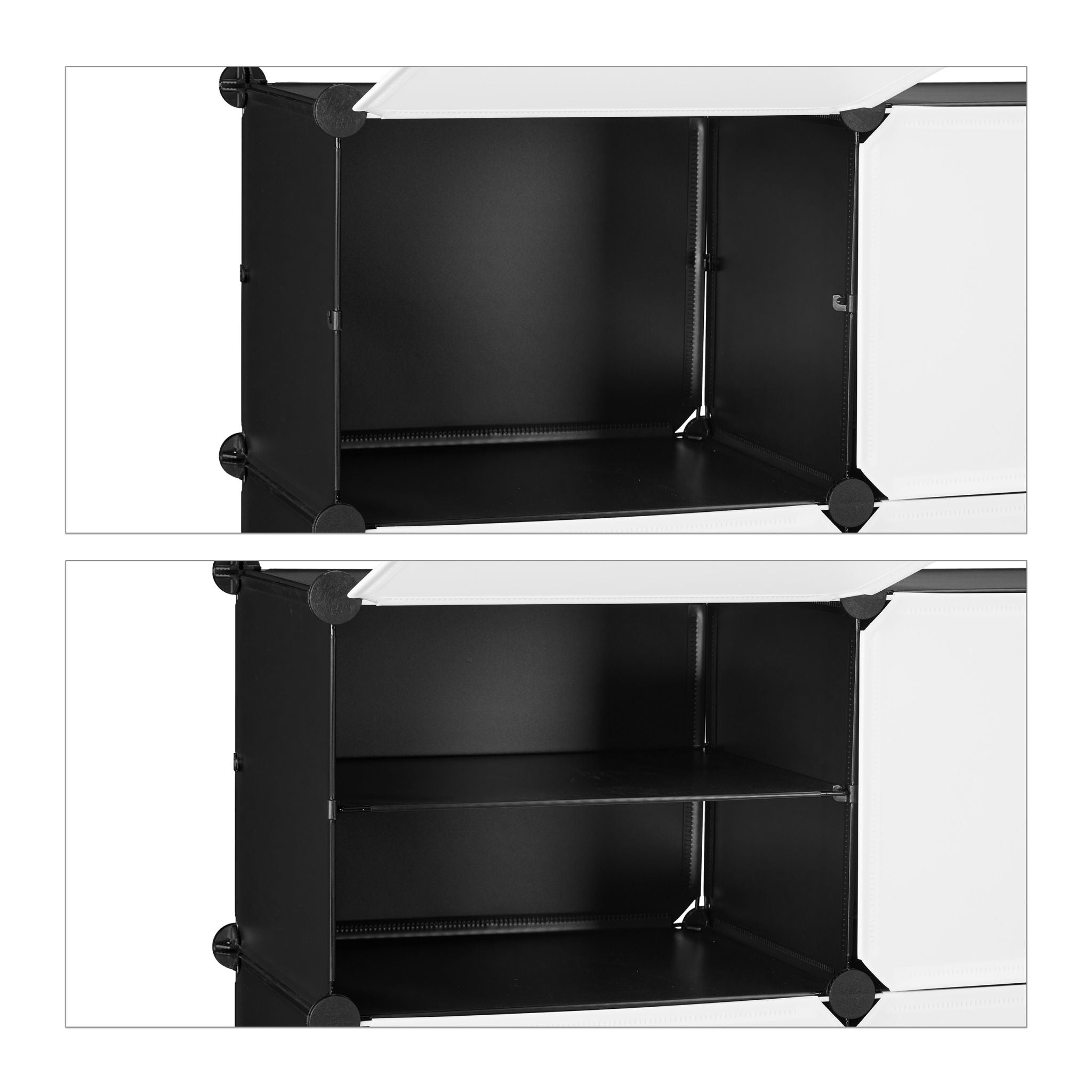 Schuhschrank Stecksystem 24 Fächer Weiss-Schwarz von Relaxdays