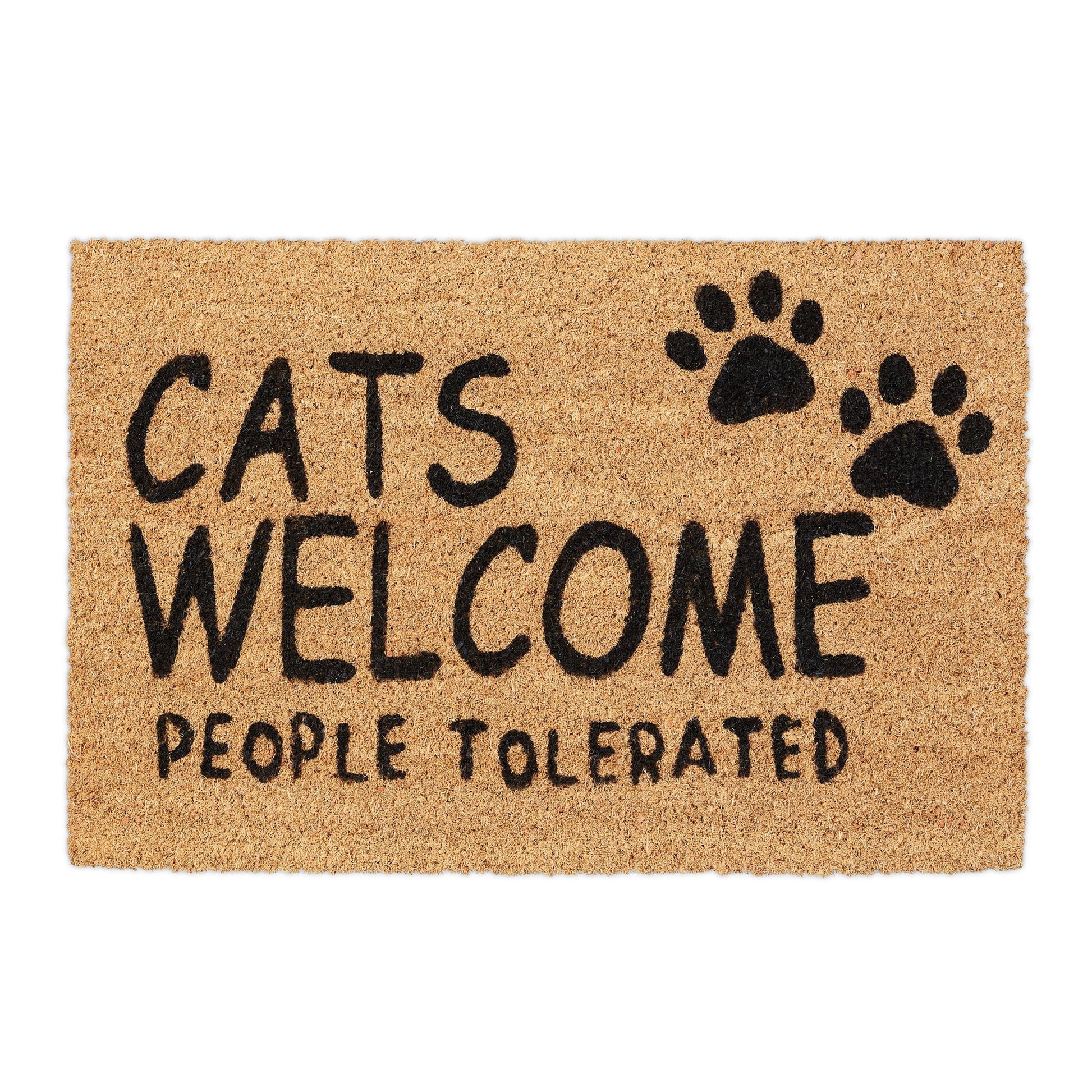 Kokos Fussmatte Cats Welcome Beige-Schwarz von Relaxdays