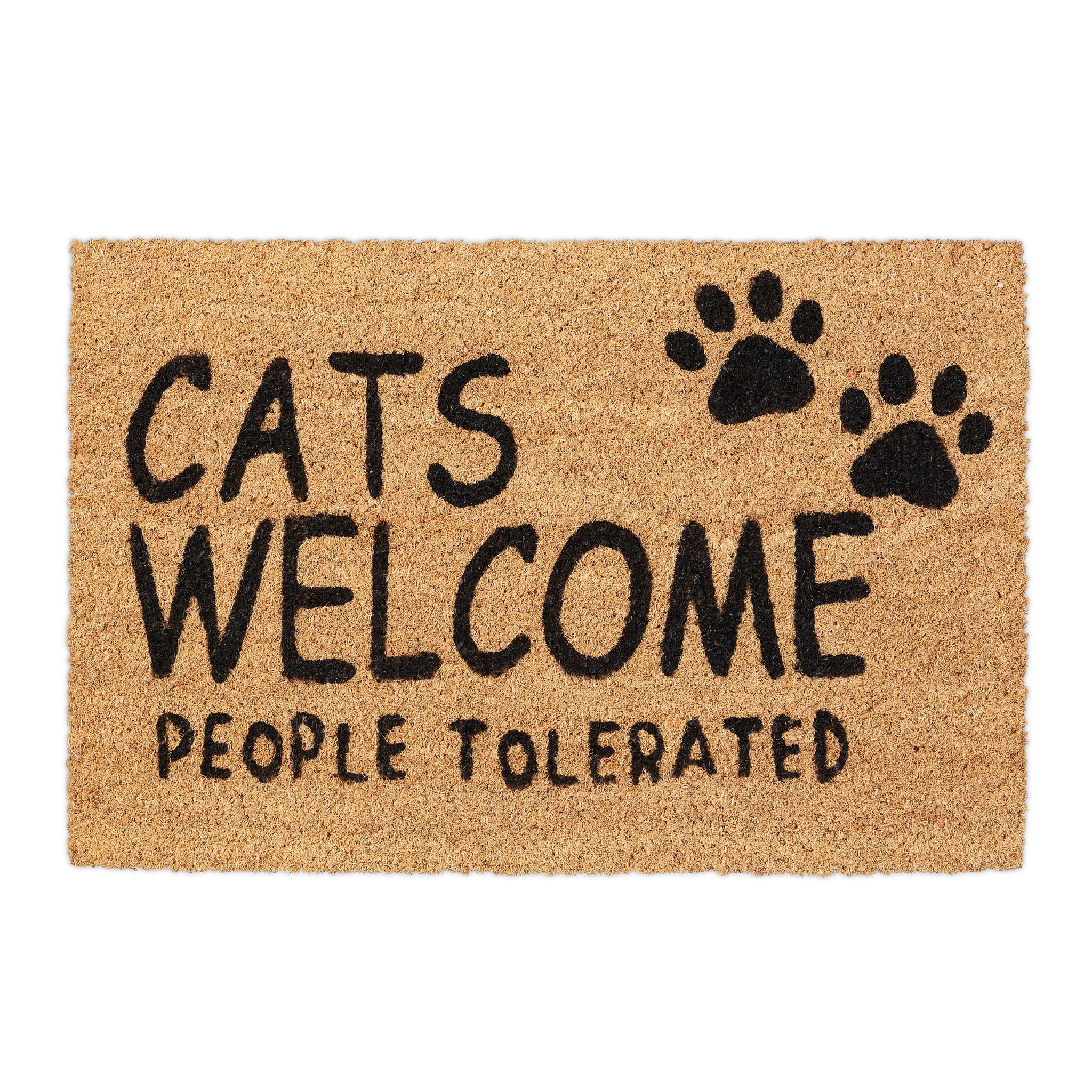 Kokos Fussmatte Cats Welcome Beige-Schwarz von Relaxdays