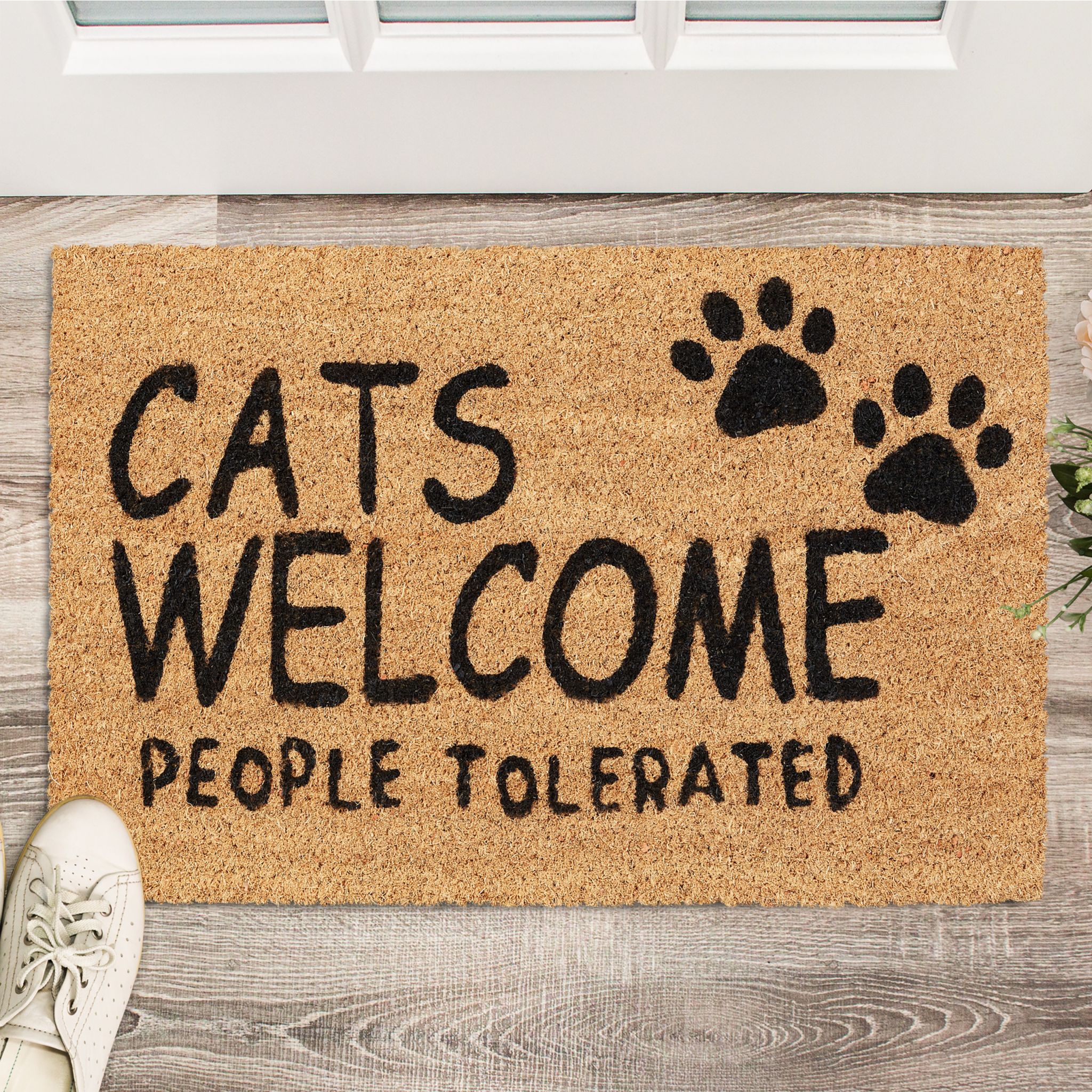 Kokos Fussmatte Cats Welcome Beige-Schwarz von Relaxdays