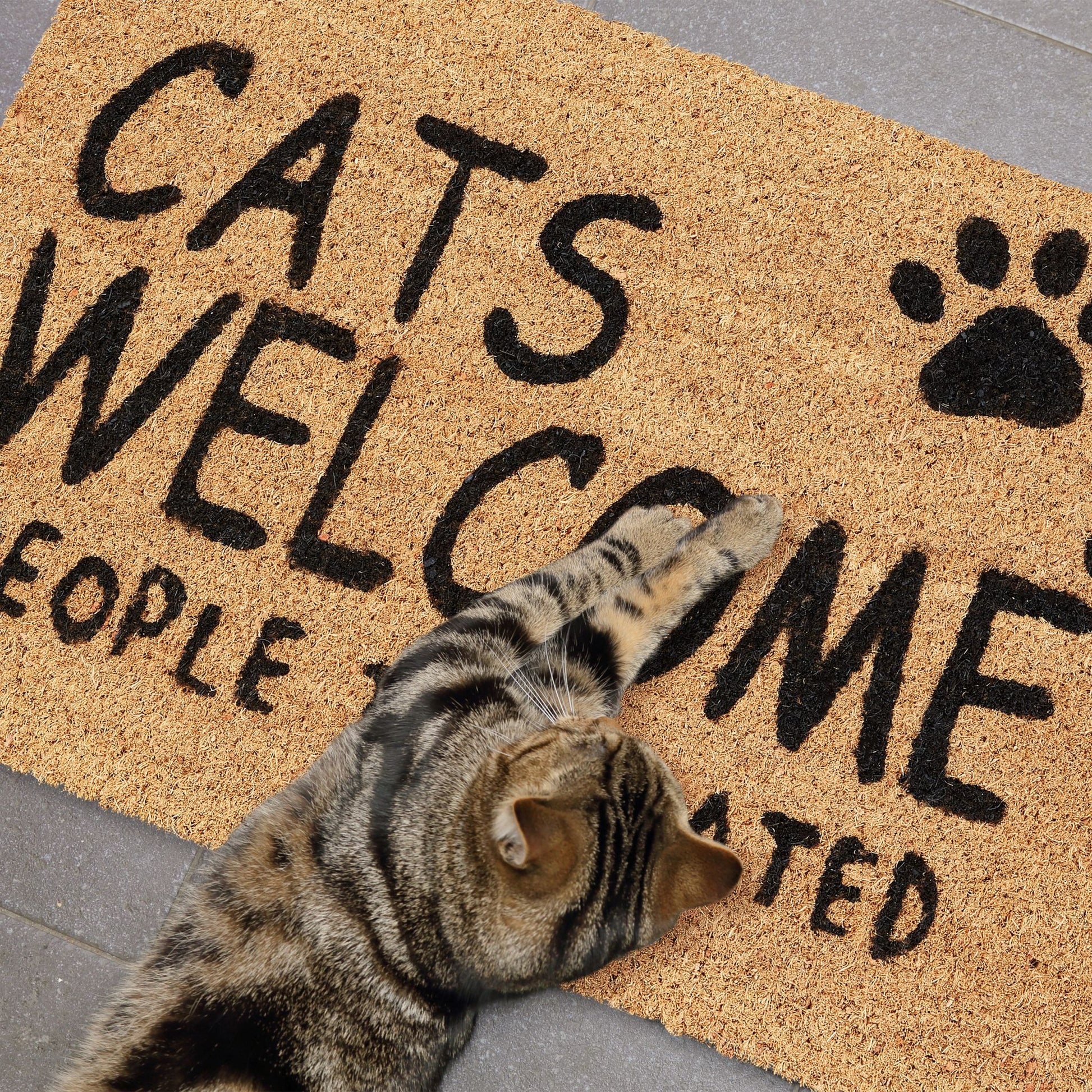 Kokos Fussmatte Cats Welcome Beige-Schwarz von Relaxdays