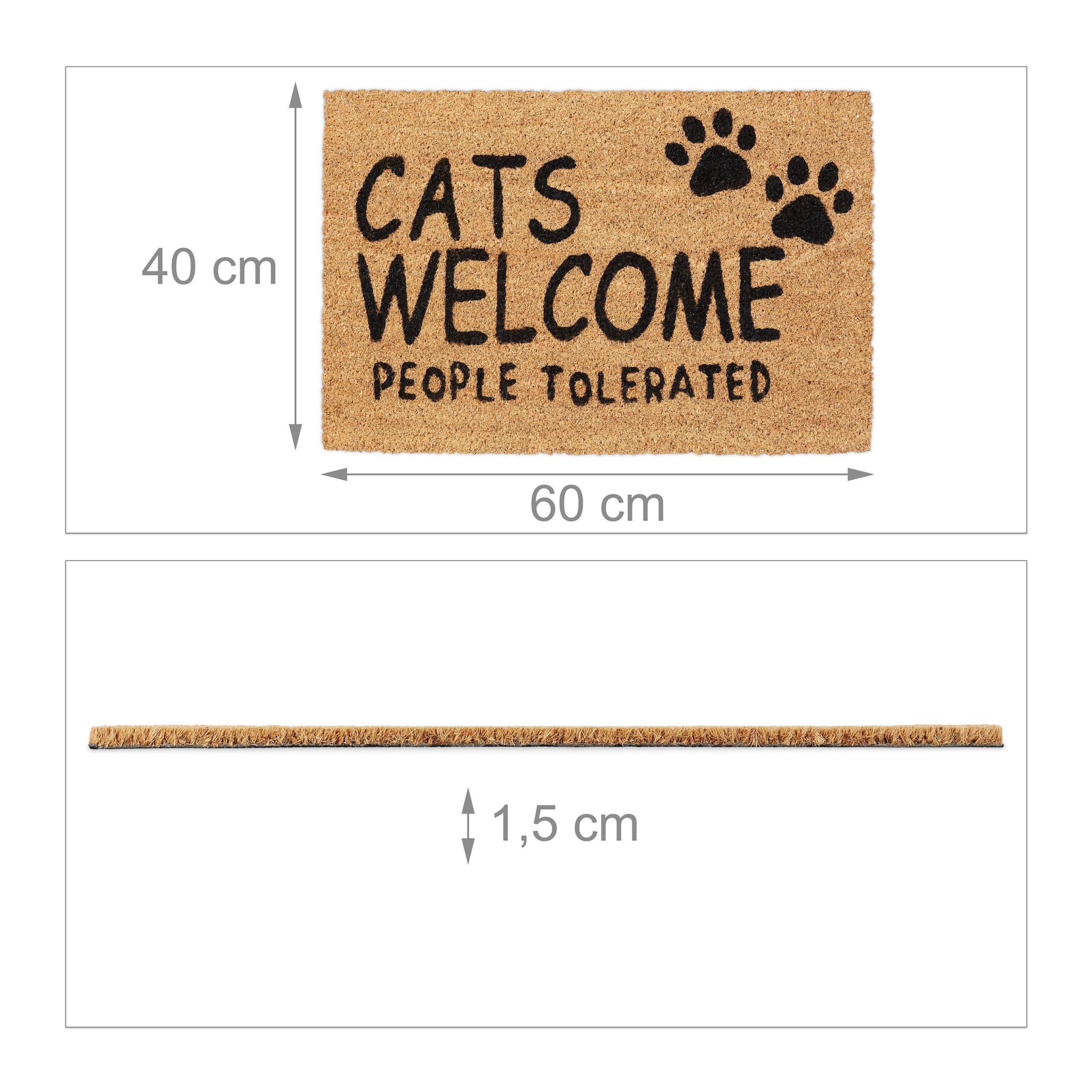 Kokos Fussmatte Cats Welcome Beige-Schwarz von Relaxdays