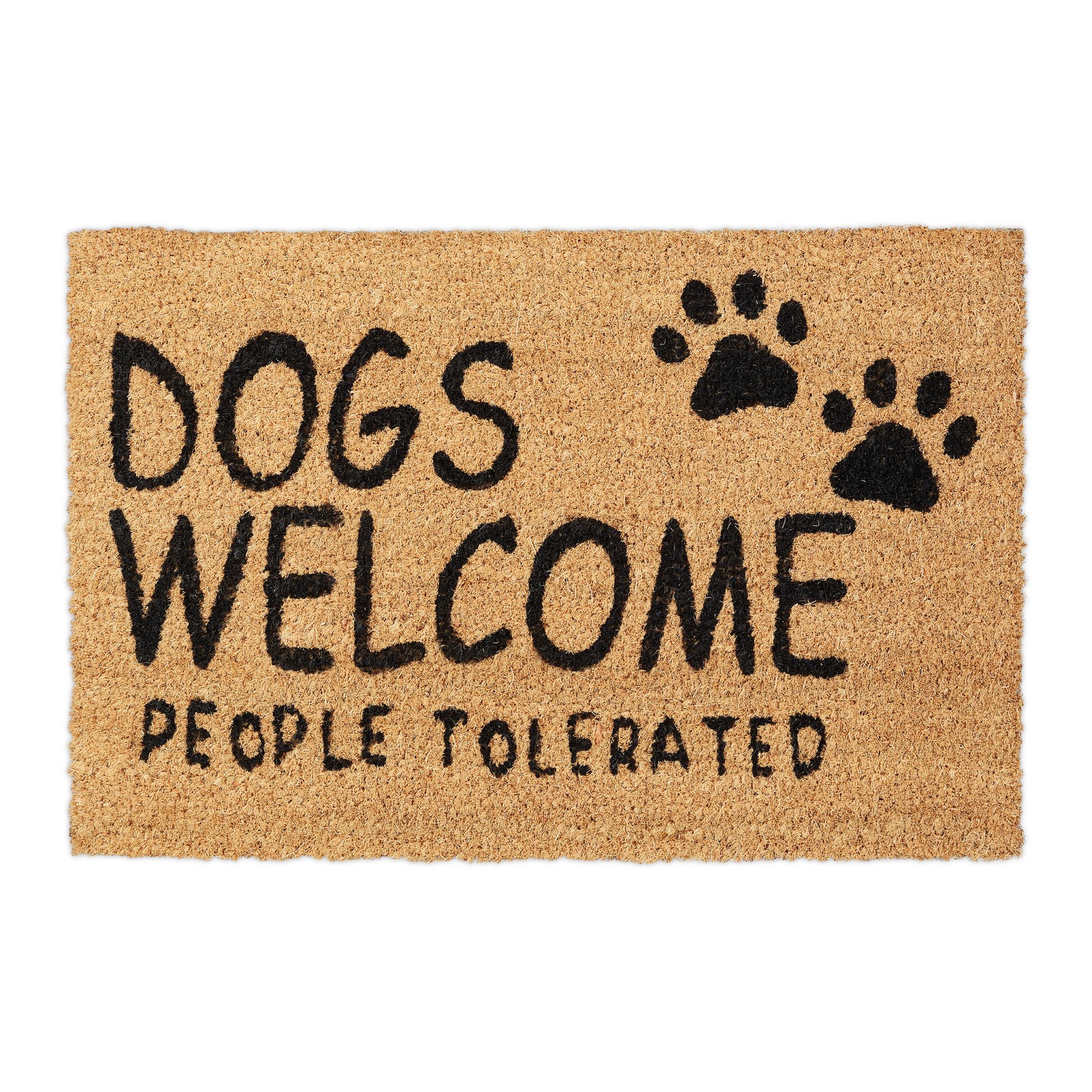 Fussmatte Kokos Dogs Welcome Beige-Schwarz von Relaxdays