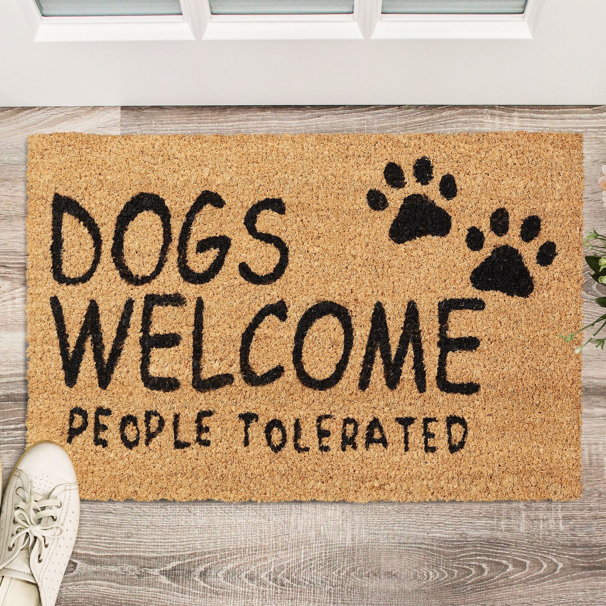 Fussmatte Kokos Dogs Welcome Beige-Schwarz von Relaxdays
