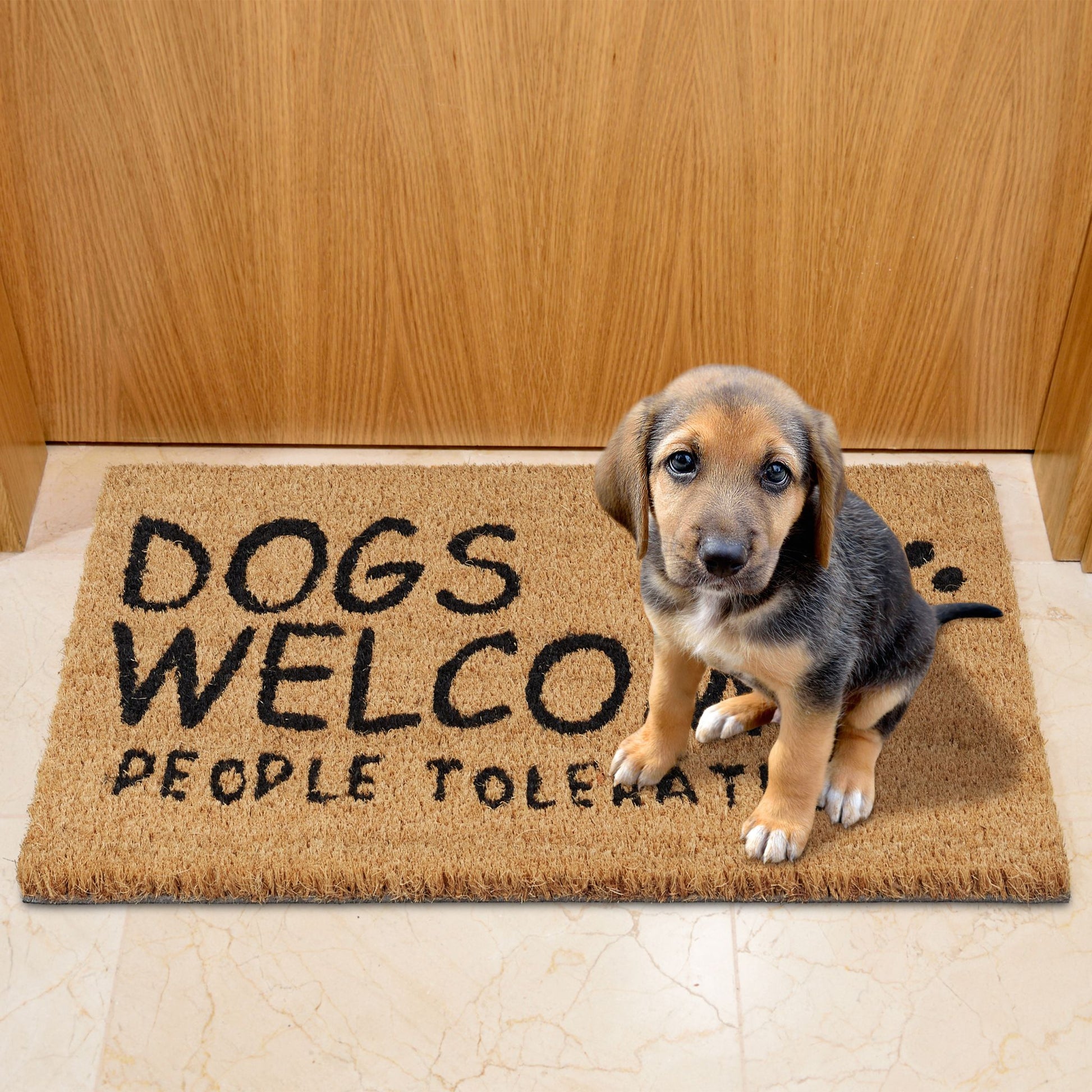 Fussmatte Kokos Dogs Welcome Beige-Schwarz von Relaxdays