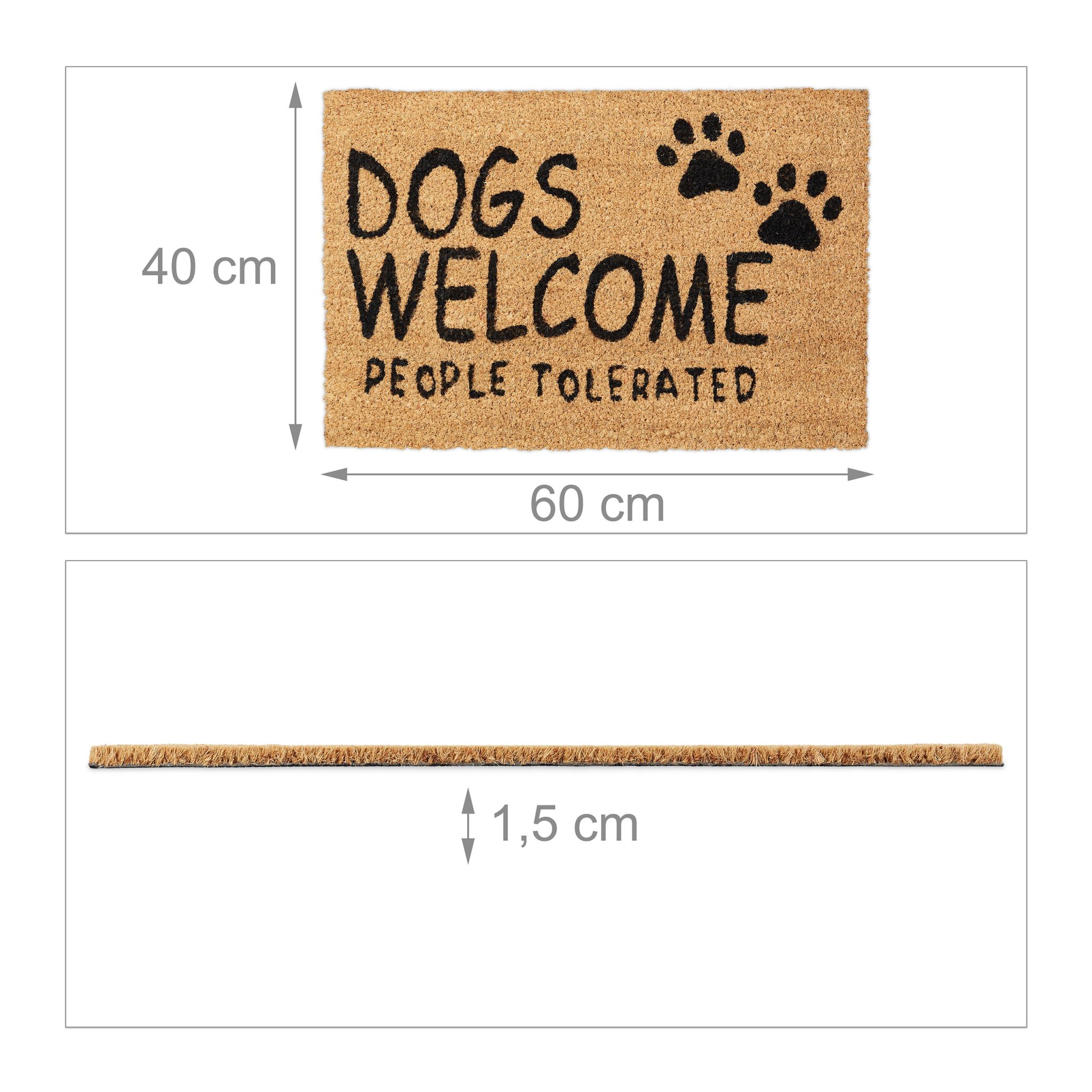 Fussmatte Kokos Dogs Welcome Beige-Schwarz von Relaxdays