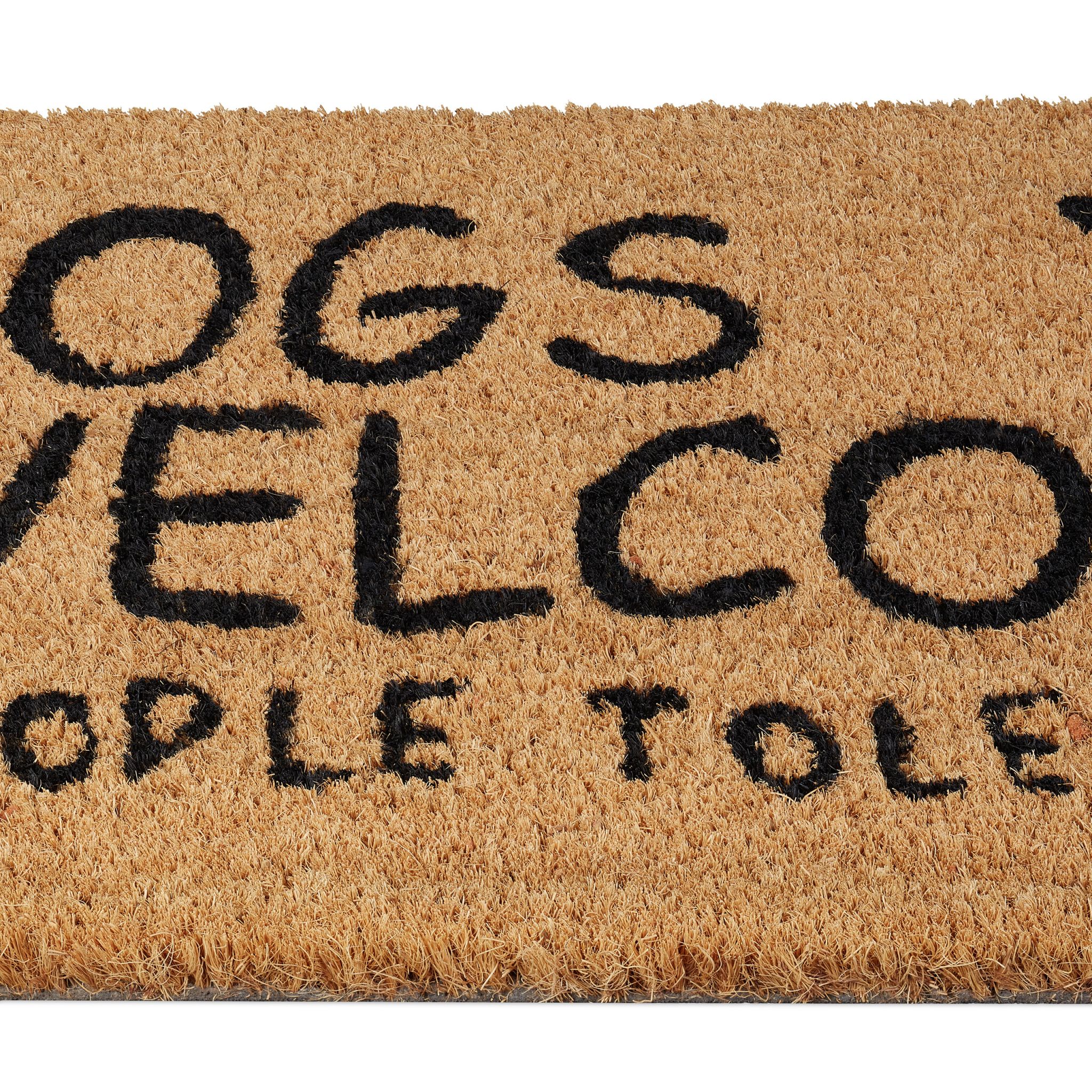 Fussmatte Kokos Dogs Welcome Beige-Schwarz von Relaxdays