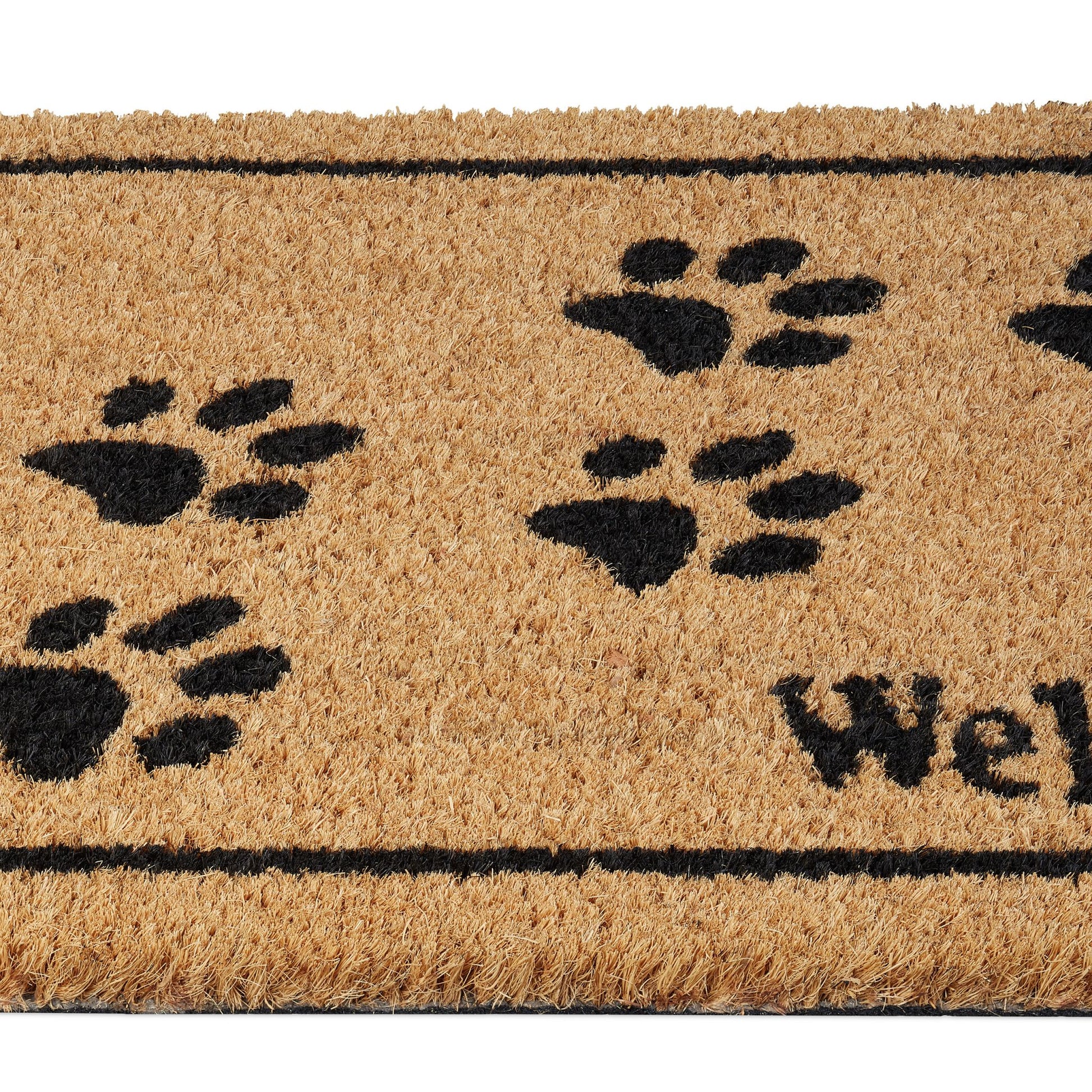 Kokos Fussmatte Welcome mit Pfoten Hellbraun-Schwarz von Relaxdays