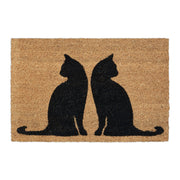 Kokos Fussmatte mit Katzenmotiv Hellbraun-Schwarz von Relaxdays