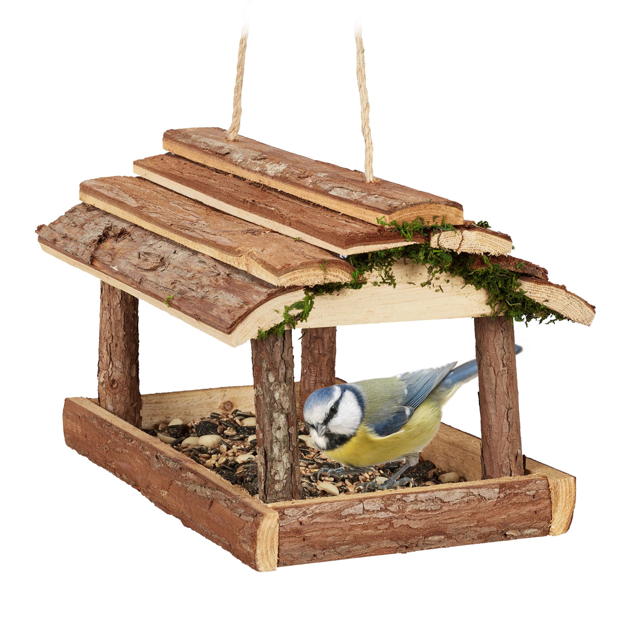 Vogelfutterhaus mit Rinde Braun von Relaxdays