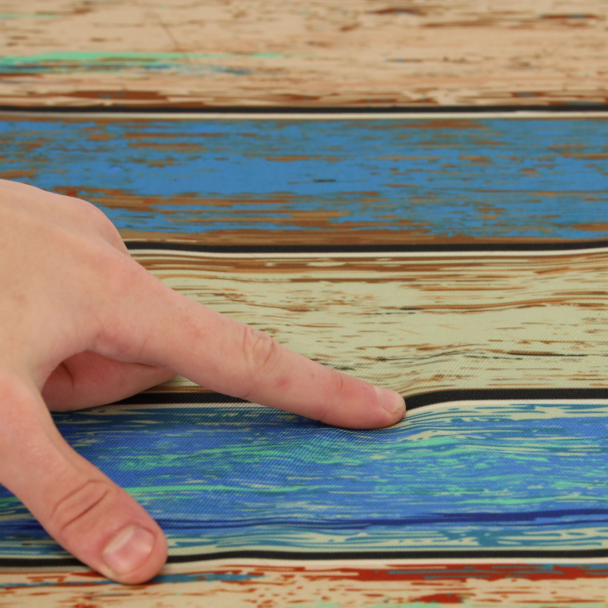 Vintage Sitzhocker mit Stauraum Blau-Creme-Rot von Relaxdays