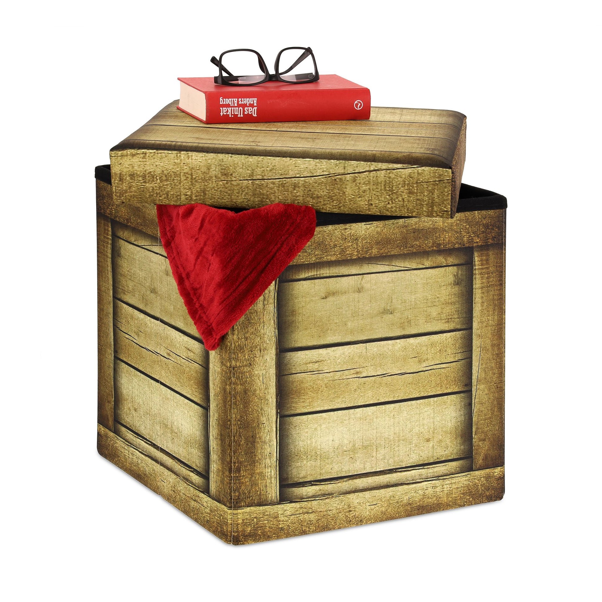Sitzhocker mit Stauraum Braun-Schwarz von Relaxdays