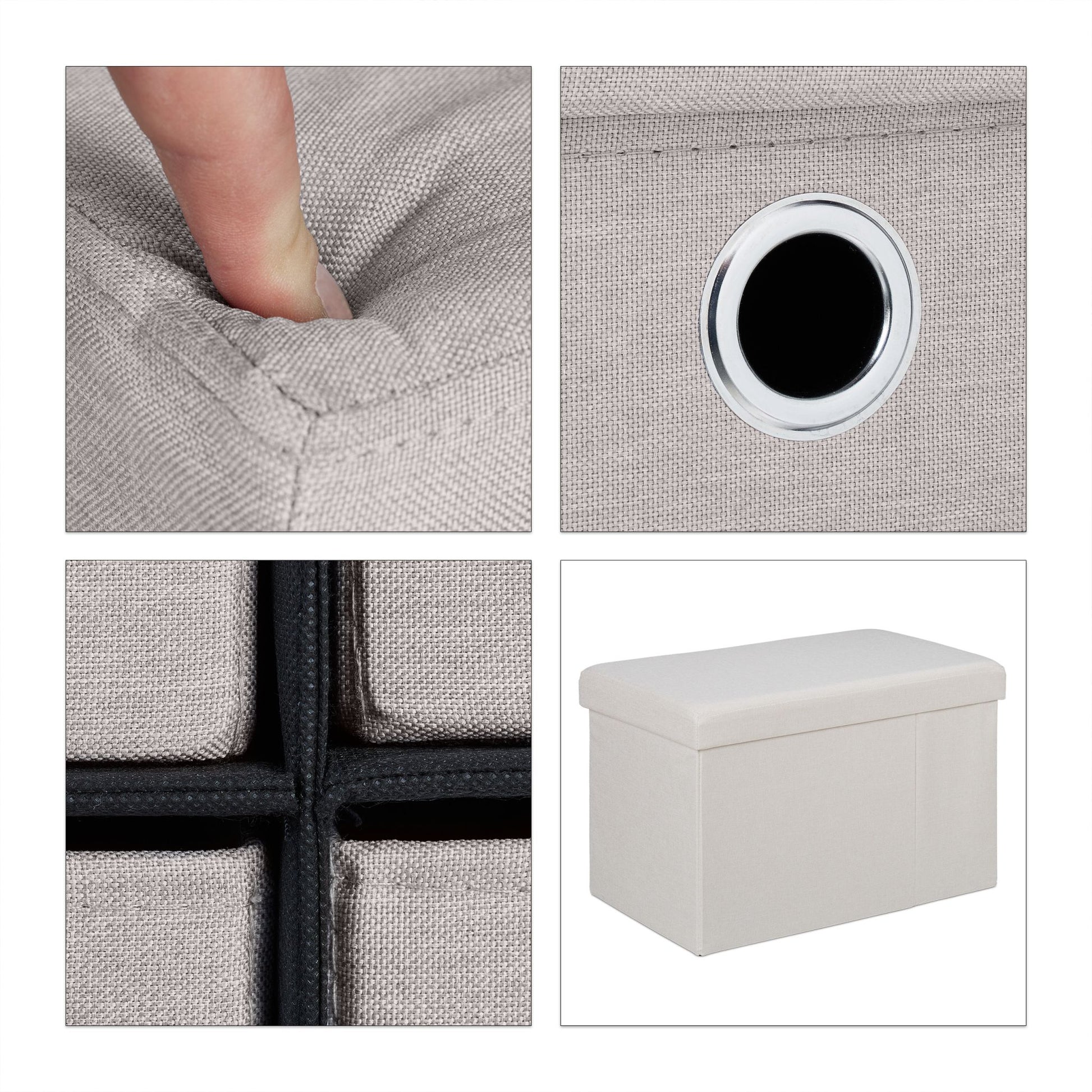 Sitzbank mit 4 Schubfächern Creme von Relaxdays