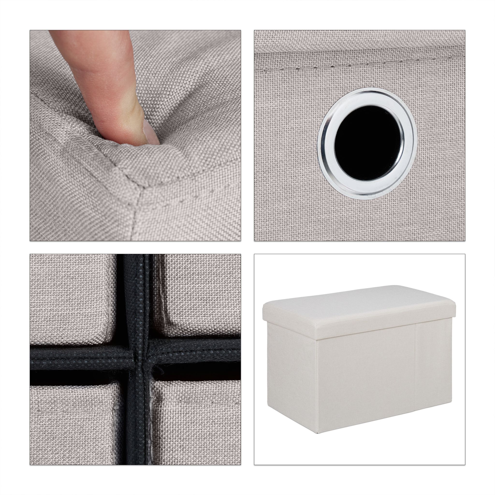 Sitzbank mit 4 Schubfächern Creme von Relaxdays