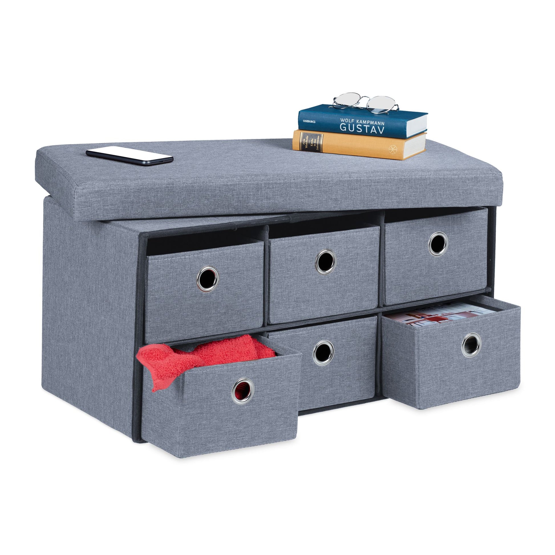 Sitzbank mit Stauraum Grau von Relaxdays