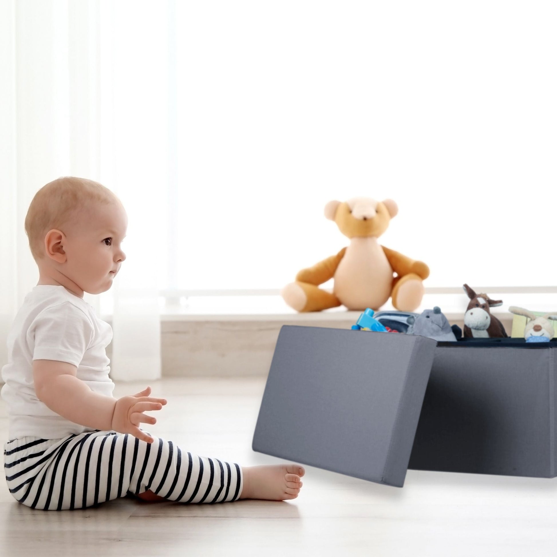 Sitzbank mit Stauraum Grau von Relaxdays