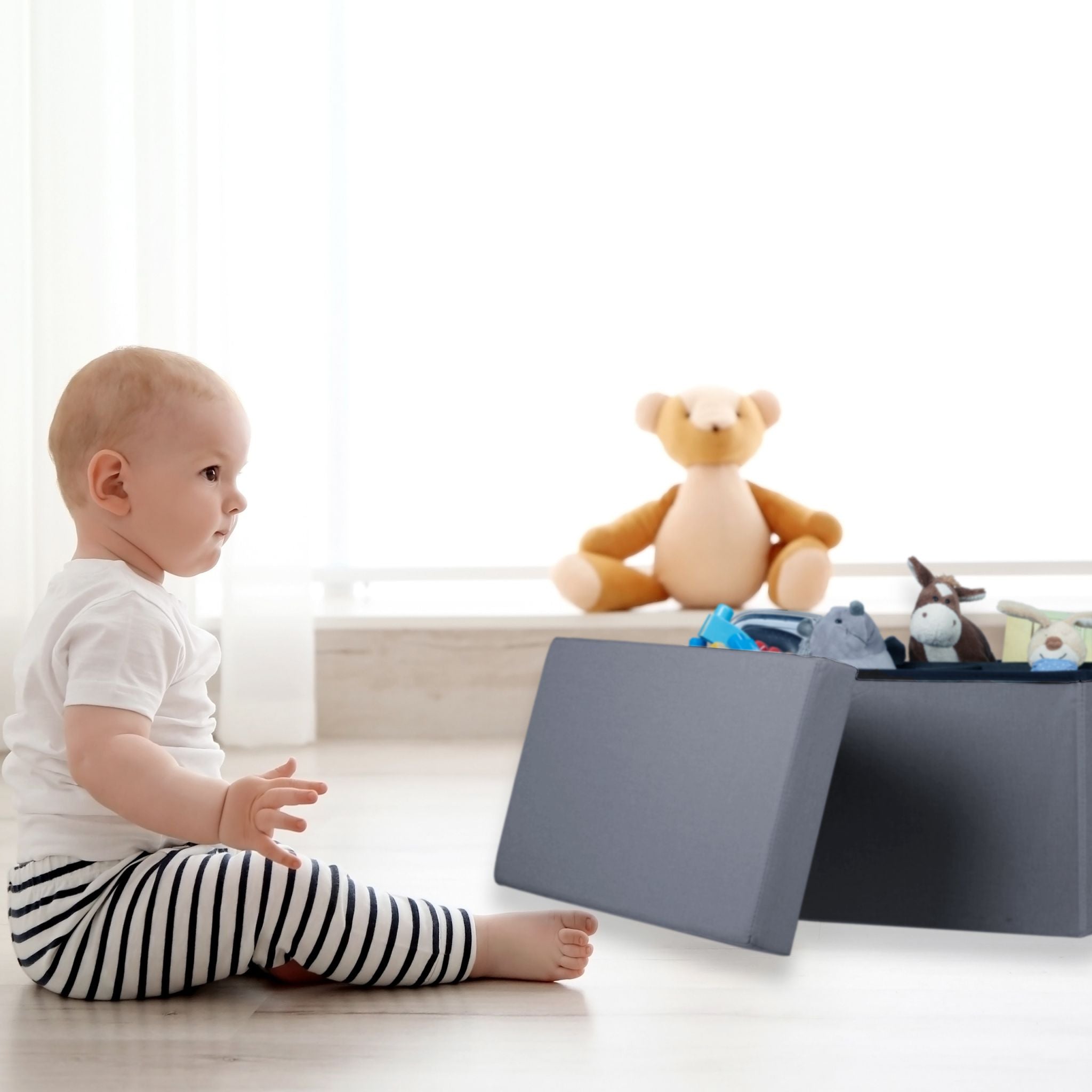 Sitzbank mit Stauraum Grau von Relaxdays