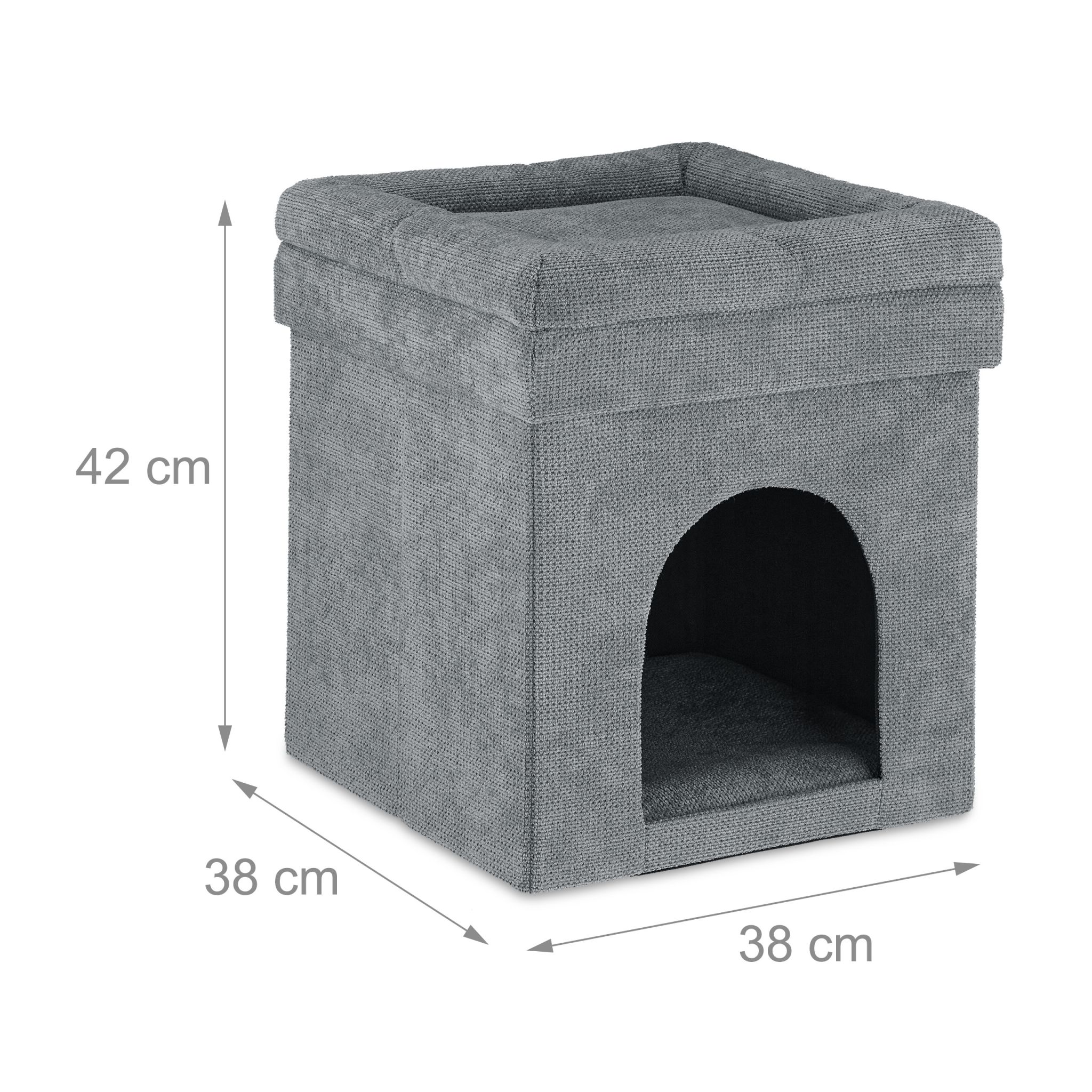 Katzenhöhle Hocker in Grau Grau von Relaxdays