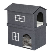 Katzenhaus 2 Etagen für drinnen Weiss-Grau von Relaxdays