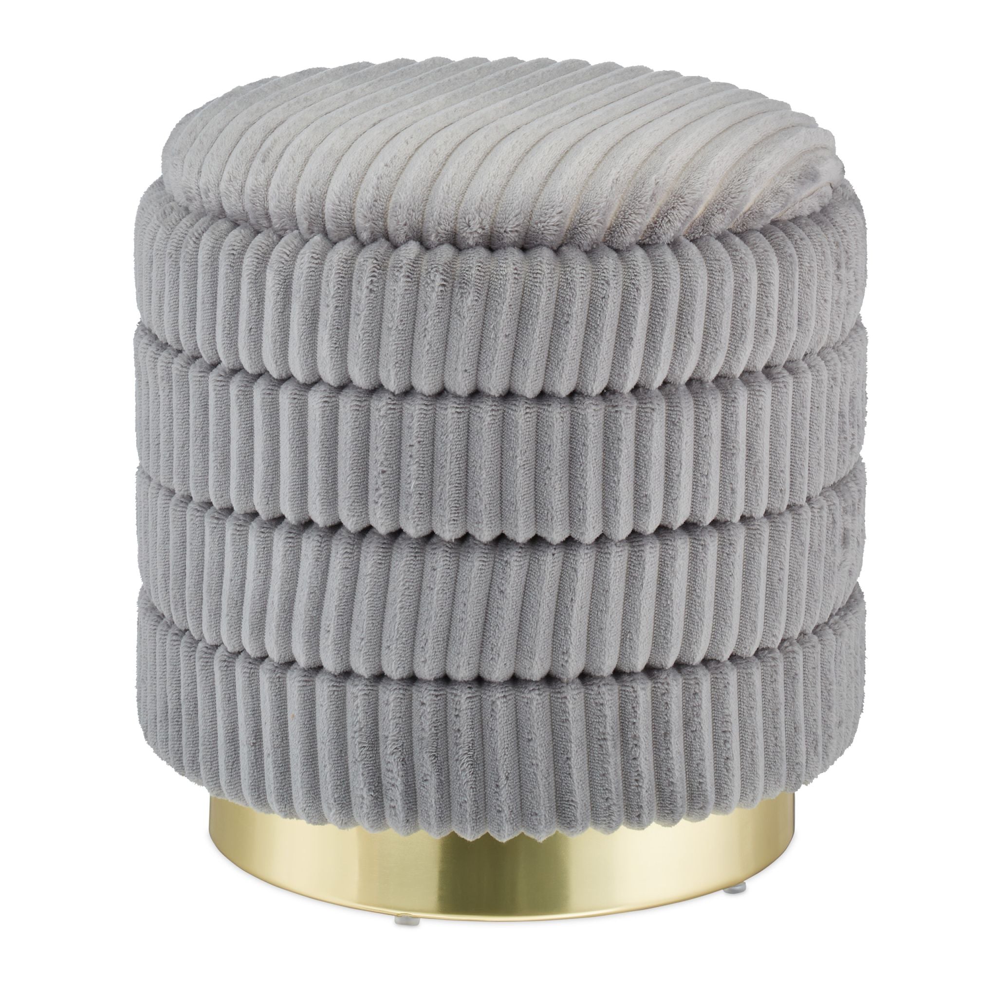 Samthocker mit Stauraum Gold-Grau von Relaxdays