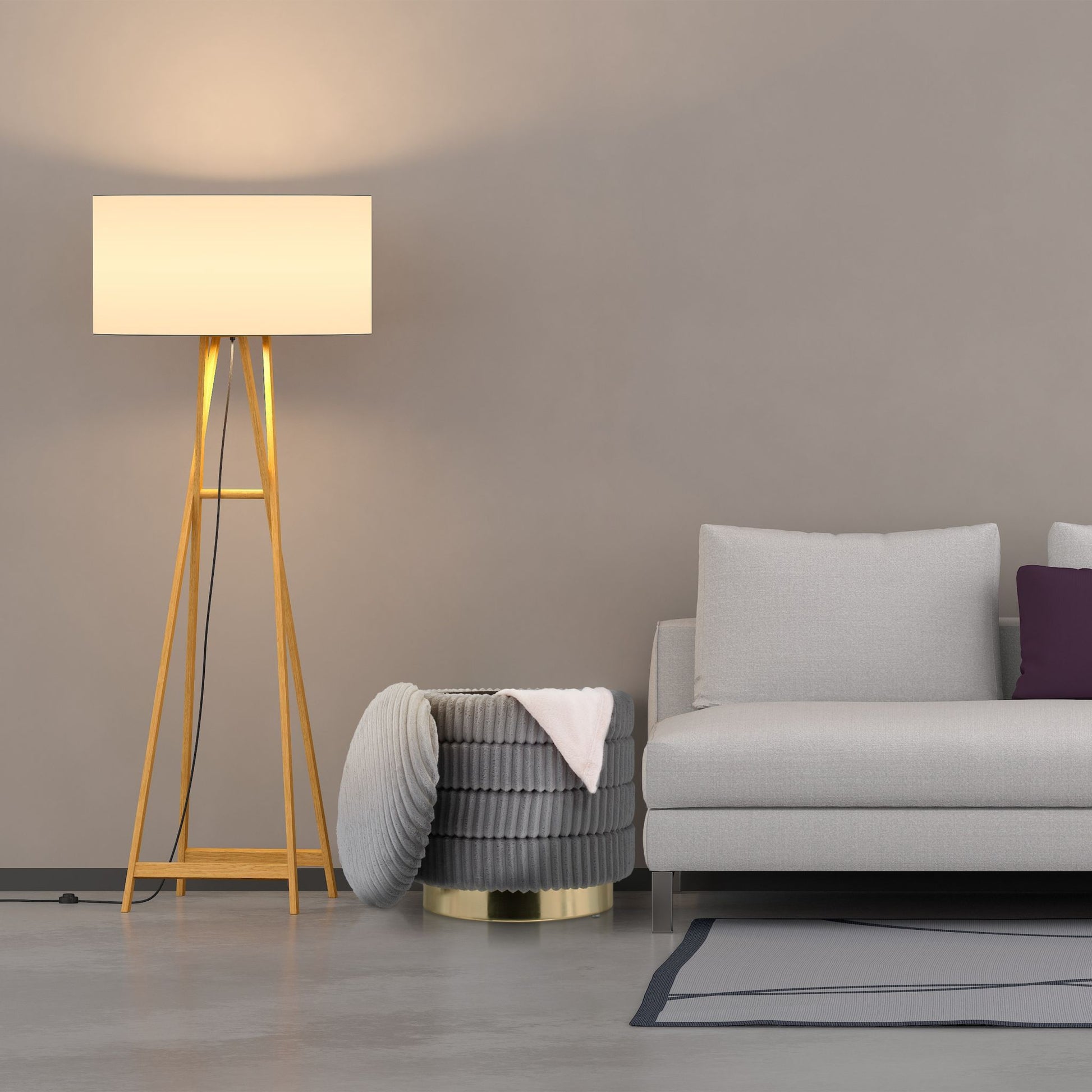 Samthocker mit Stauraum Gold-Grau von Relaxdays
