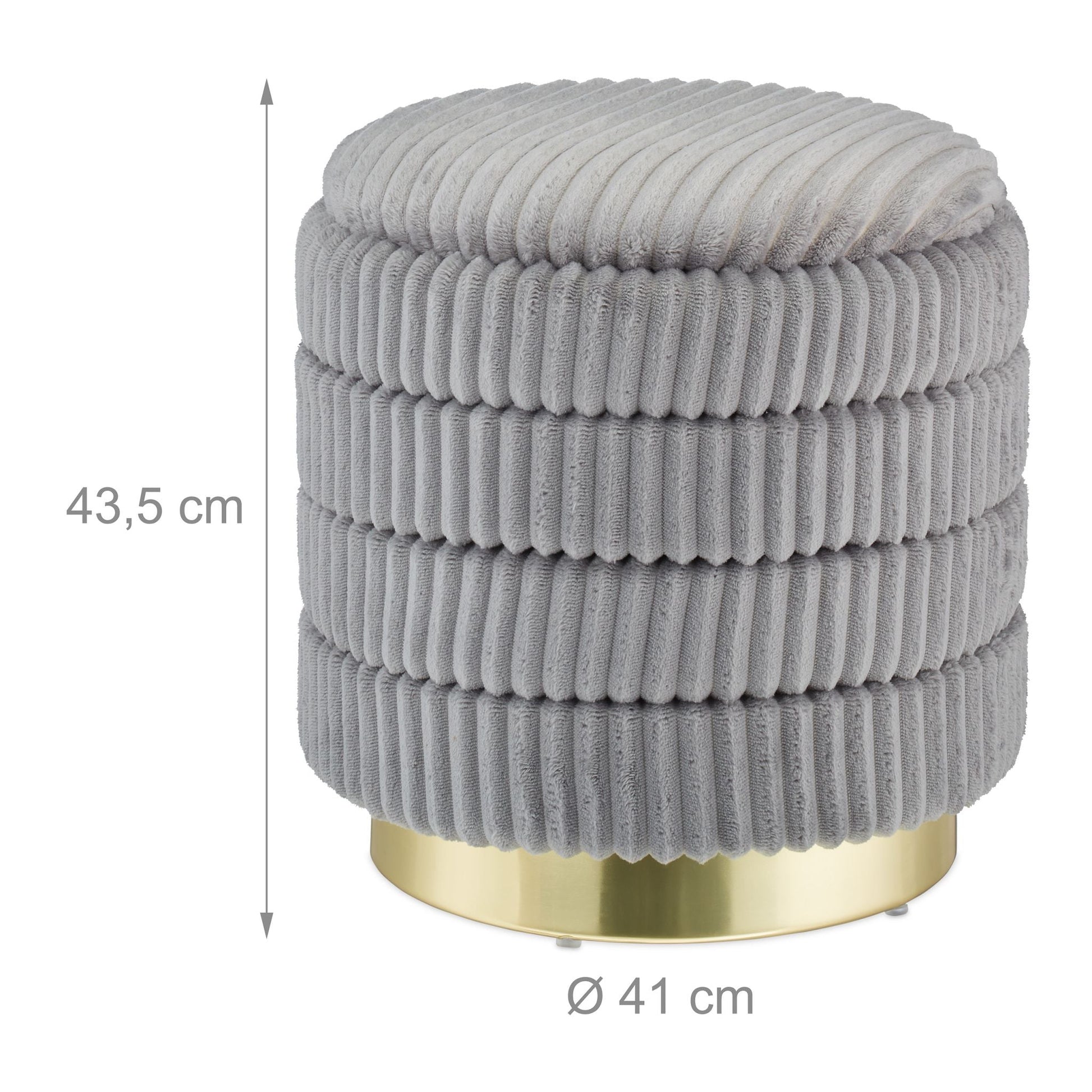 Samthocker mit Stauraum Gold-Grau von Relaxdays