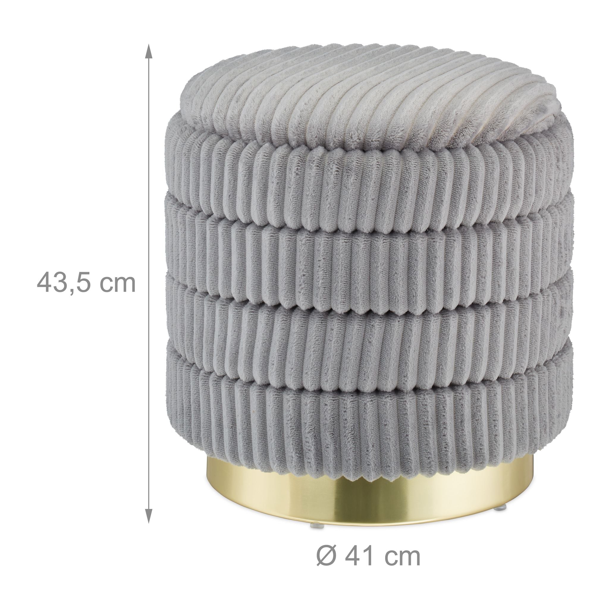 Samthocker mit Stauraum Gold-Grau von Relaxdays