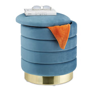 Samthocker mit Stauraum Petrol Gold-Türkis von Relaxdays