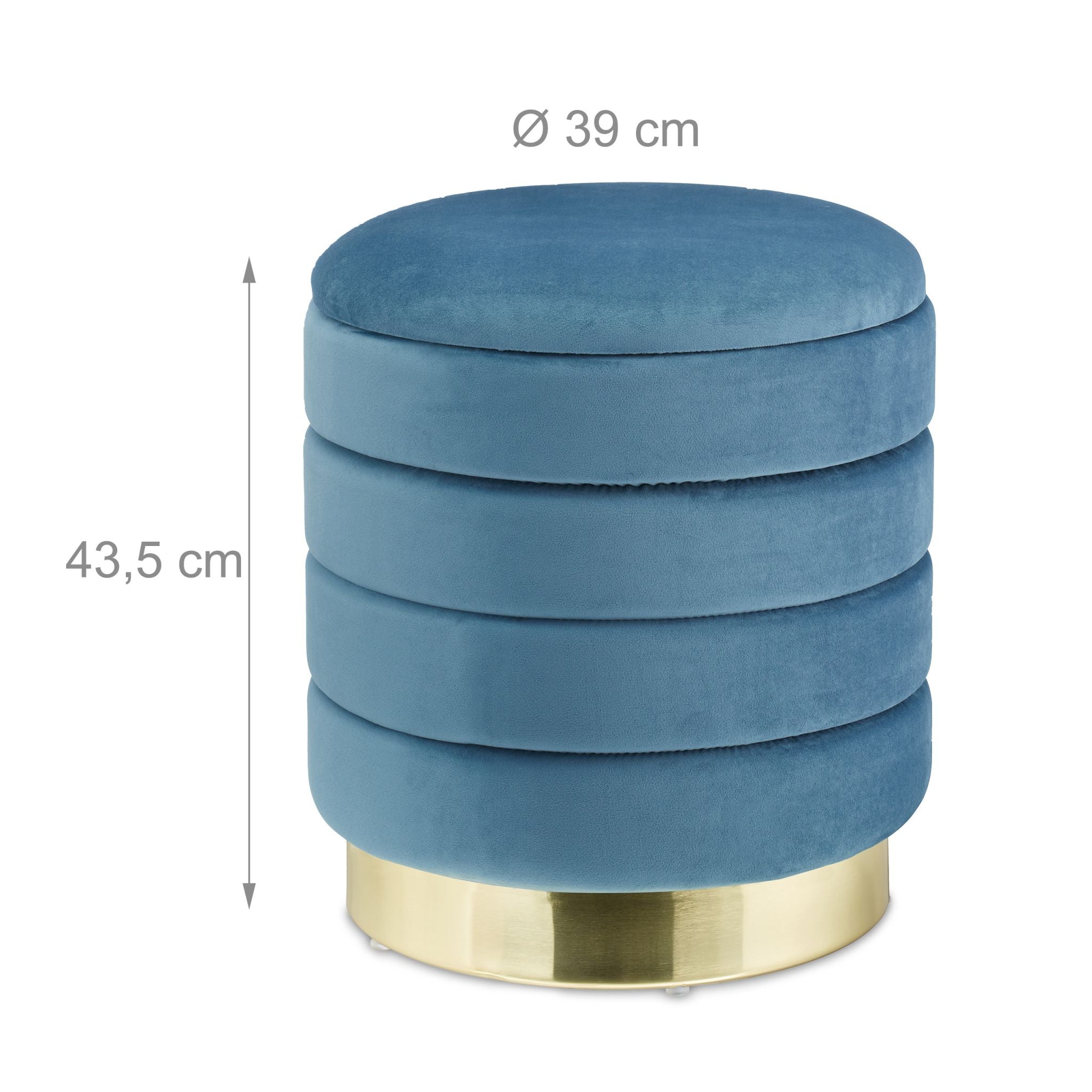 Samthocker mit Stauraum Petrol Gold-Türkis von Relaxdays