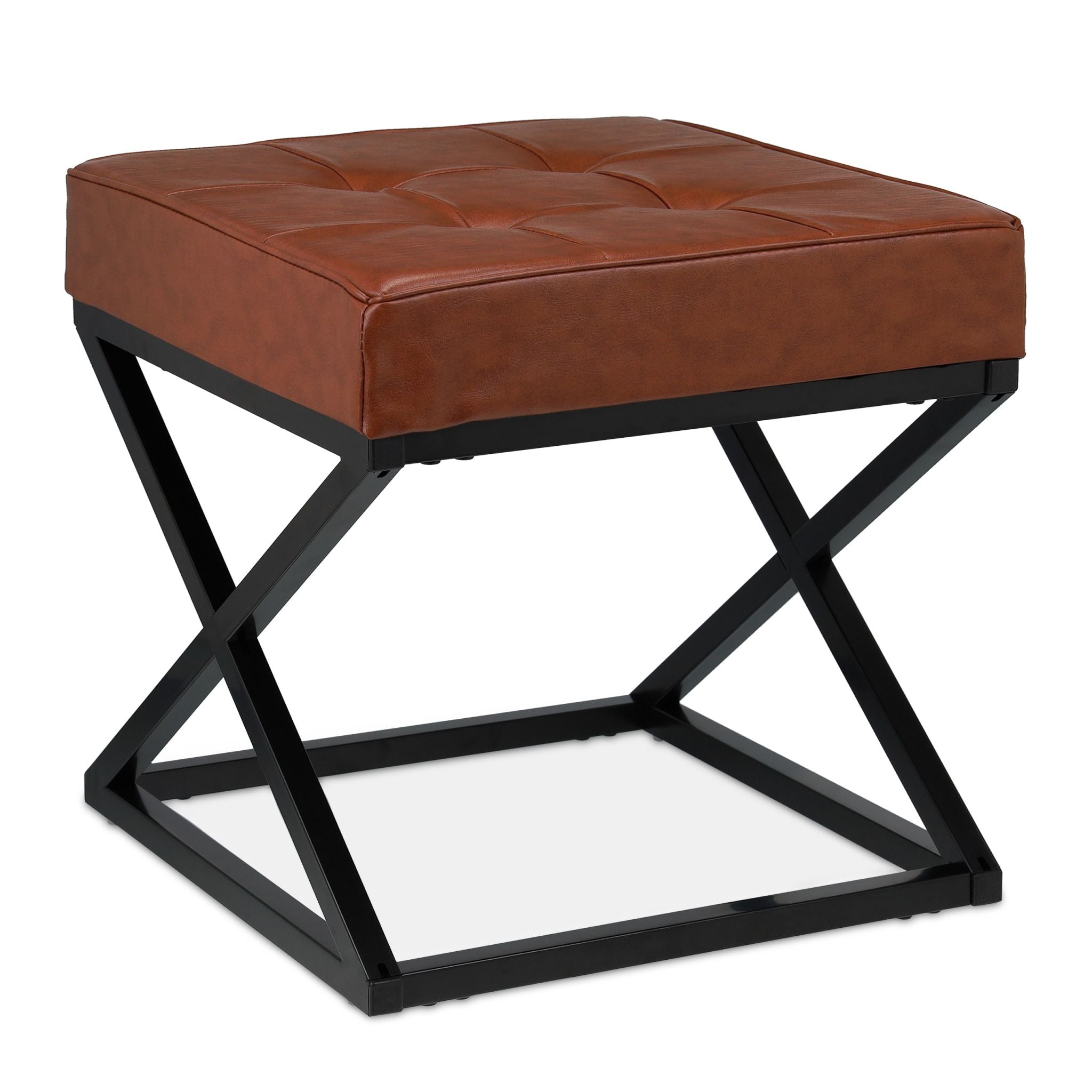 Sitzhocker mit Kunstleder Dunkelbraun-Schwarz von Relaxdays