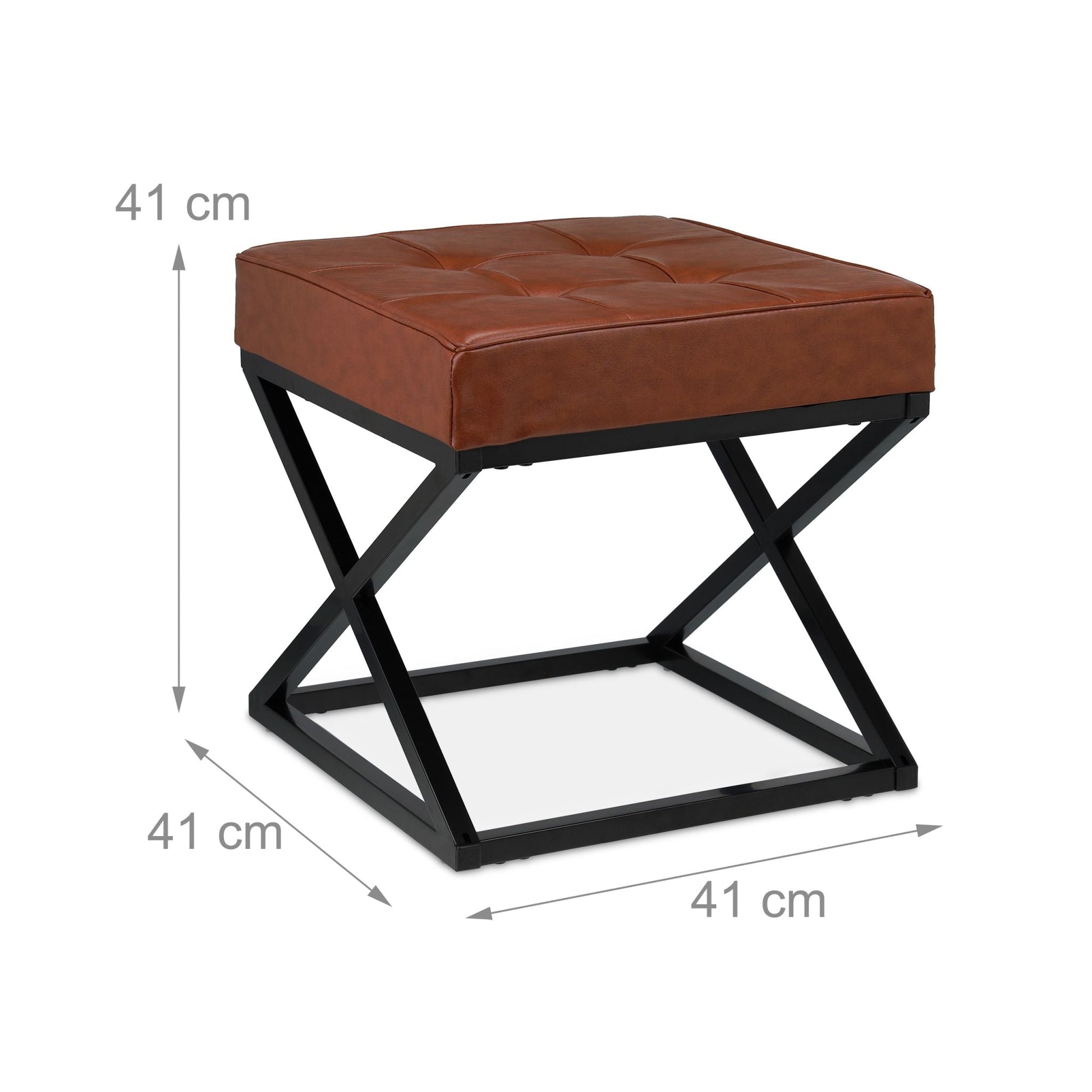 Sitzhocker mit Kunstleder Dunkelbraun-Schwarz von Relaxdays