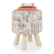 Runder Sitzhocker mit Stoffbezug Creme-Hellbraun-Schwarz von Relaxdays