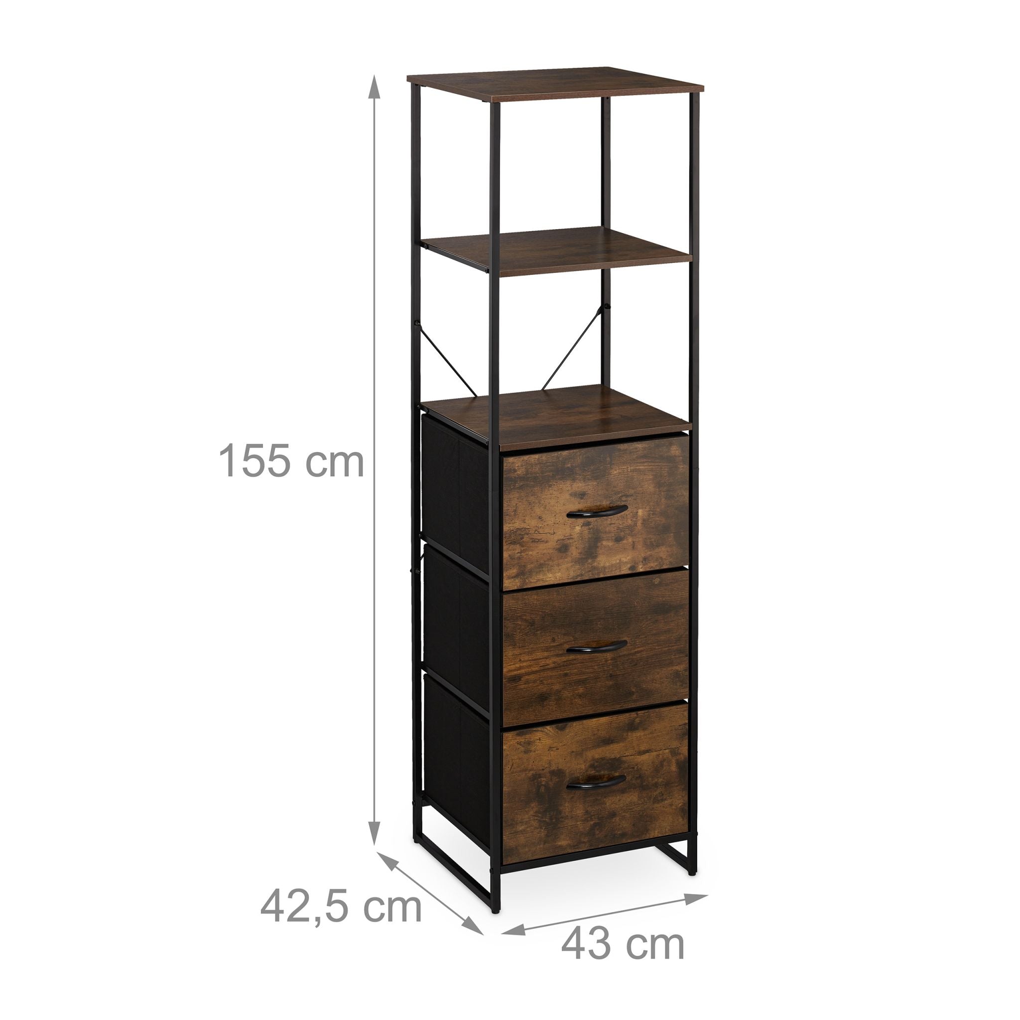 Vintage Regal Industrial Design Dunkelbraun-Schwarz von Relaxdays