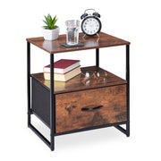 Nachttisch Industrial mit Schublade Dunkelbraun-Schwarz von Relaxdays